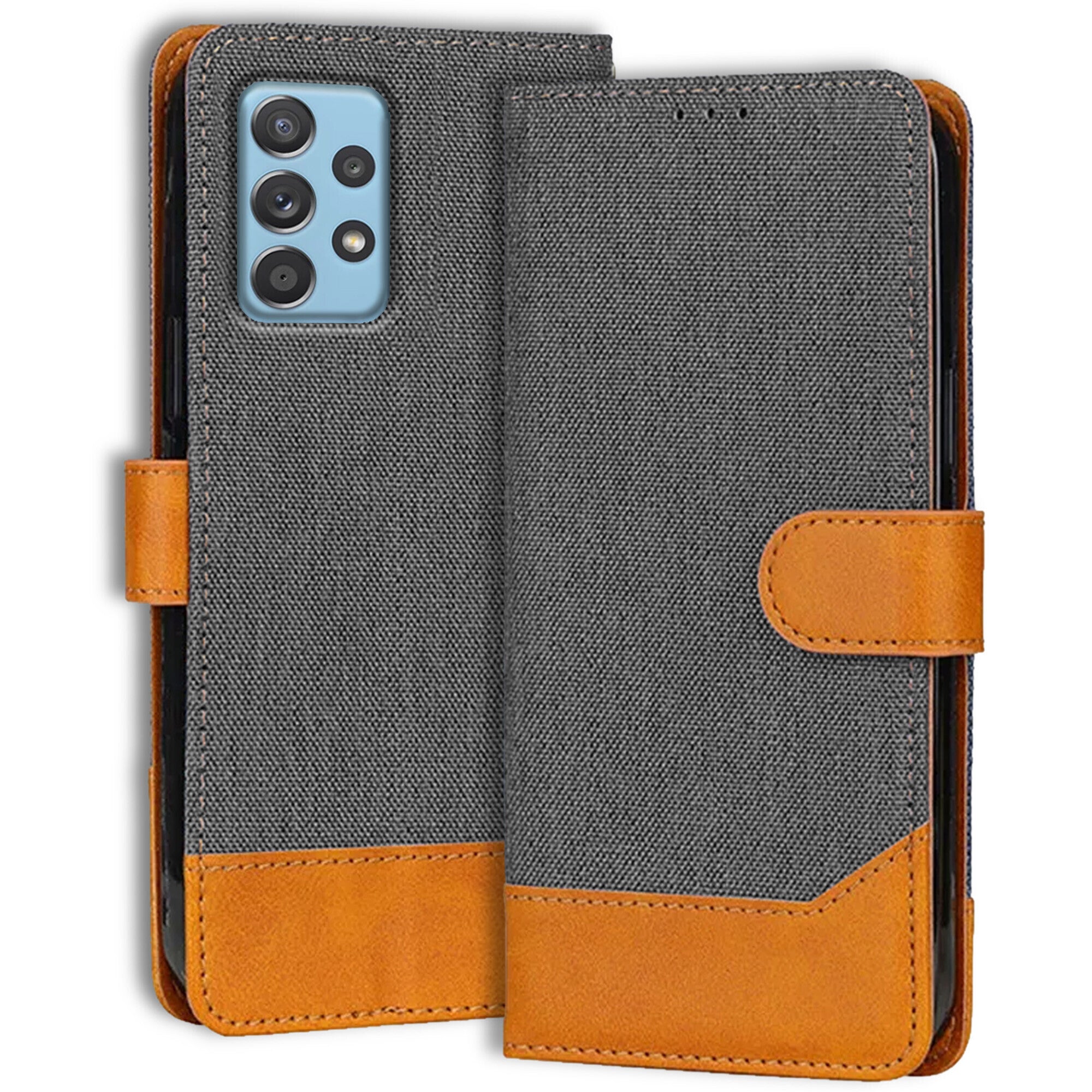 Accesorios Samsung A52 denim flip cover – Grey – Image 1 #color_grey