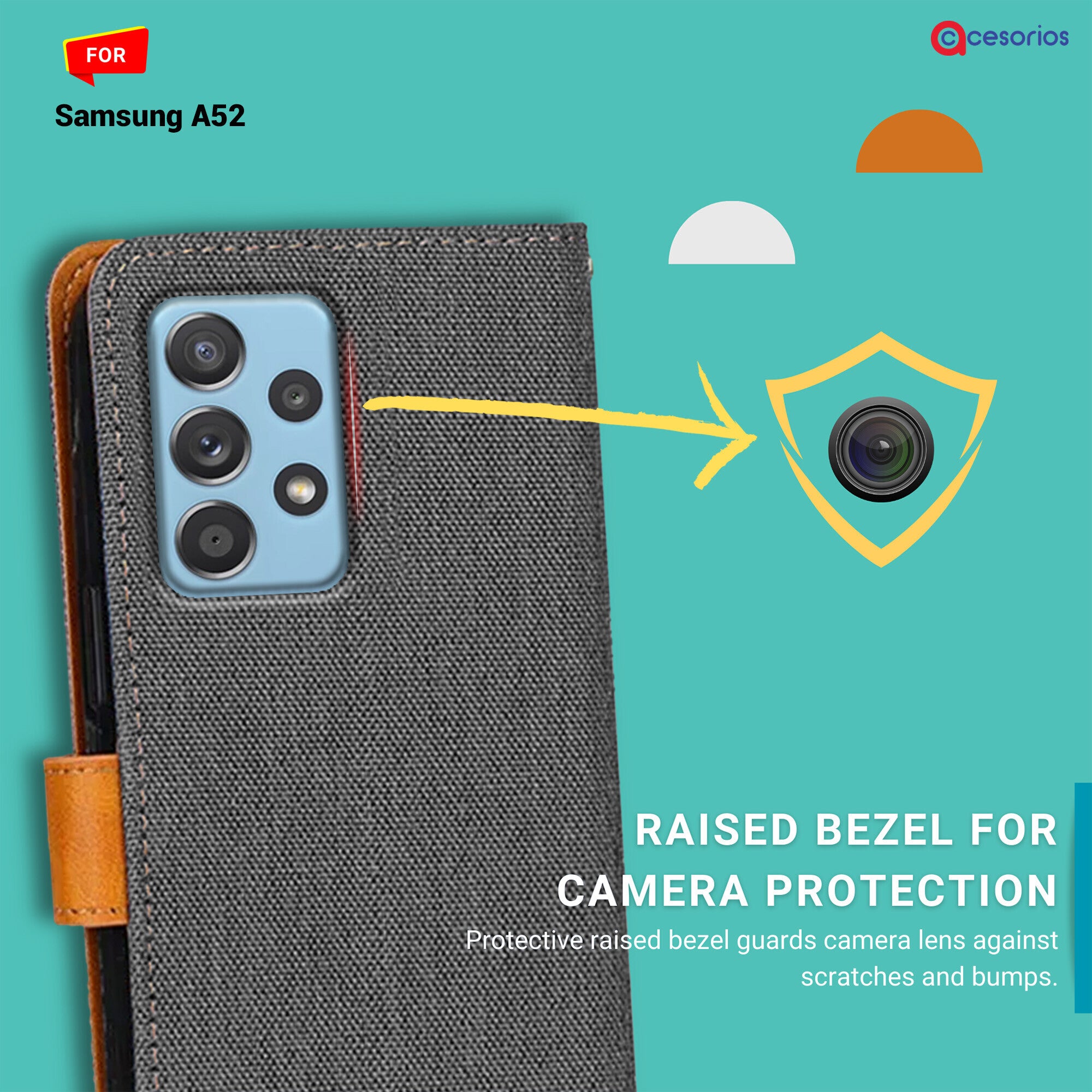 Accesorios Samsung A52 denim flip cover – Grey – Image 2 #color_grey