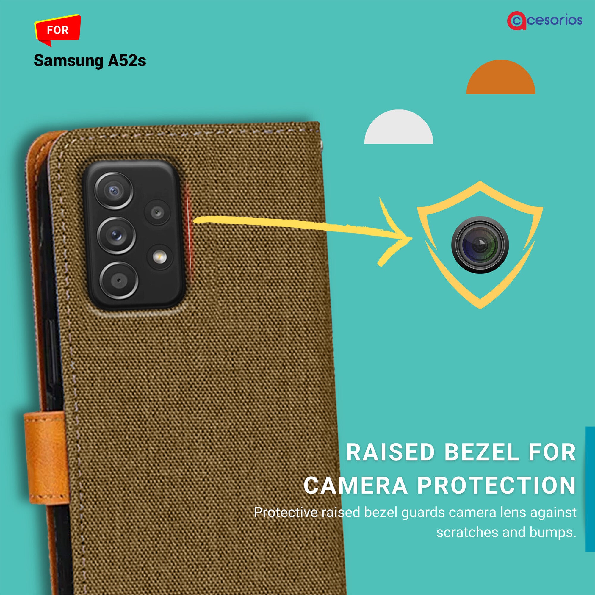 Accesorios Samsung A52S denim flip cover – Dark Brown – Image 2 #color_dark brown