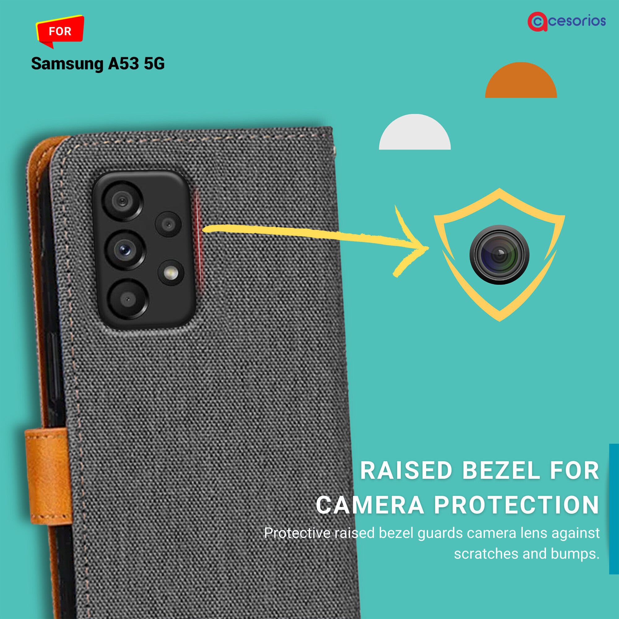 Accesorios Samsung A53 5G denim flip cover – Grey – Image 2 #color_grey