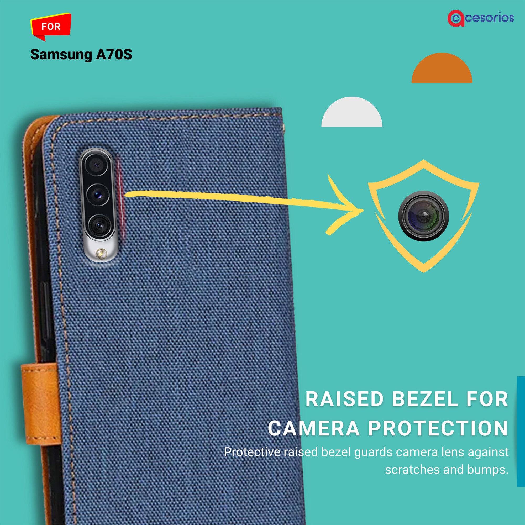 Accesorios Samsung A70S denim flip cover – Blue – Image 2 #color_blue