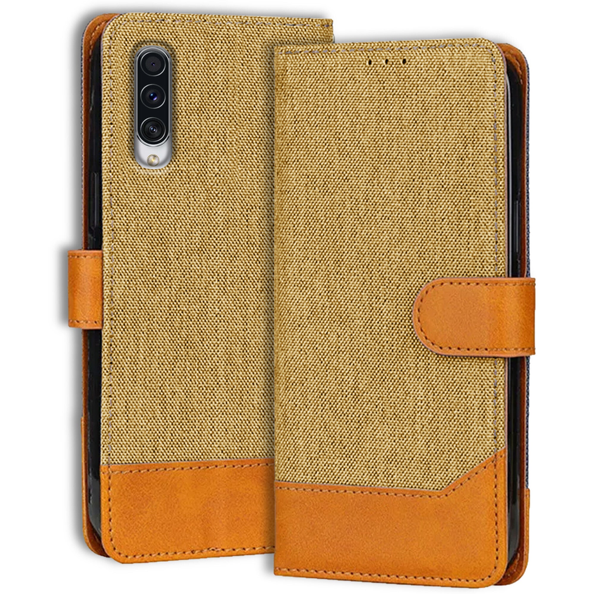 Accesorios Samsung A70S denim flip cover – Light Brown – Image 1 #color_light brown