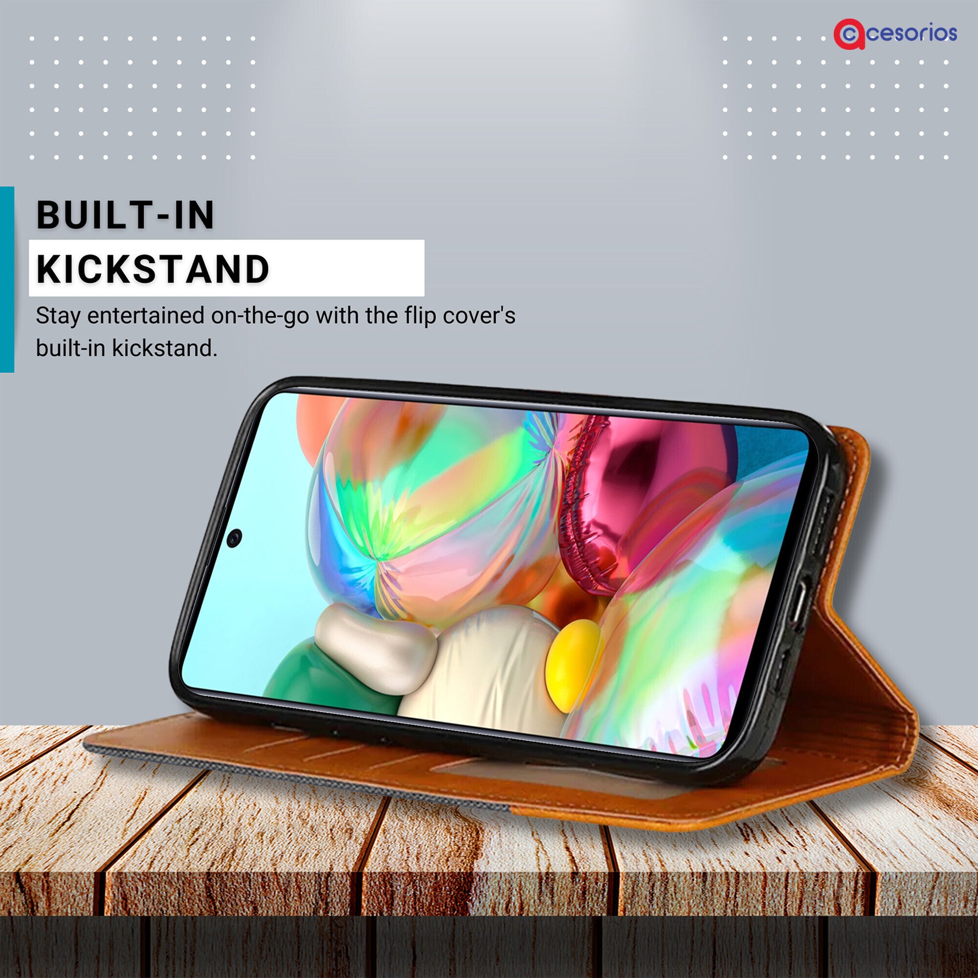 Accesorios Samsung A71 denim flip cover – Grey – Image 4 #color_grey