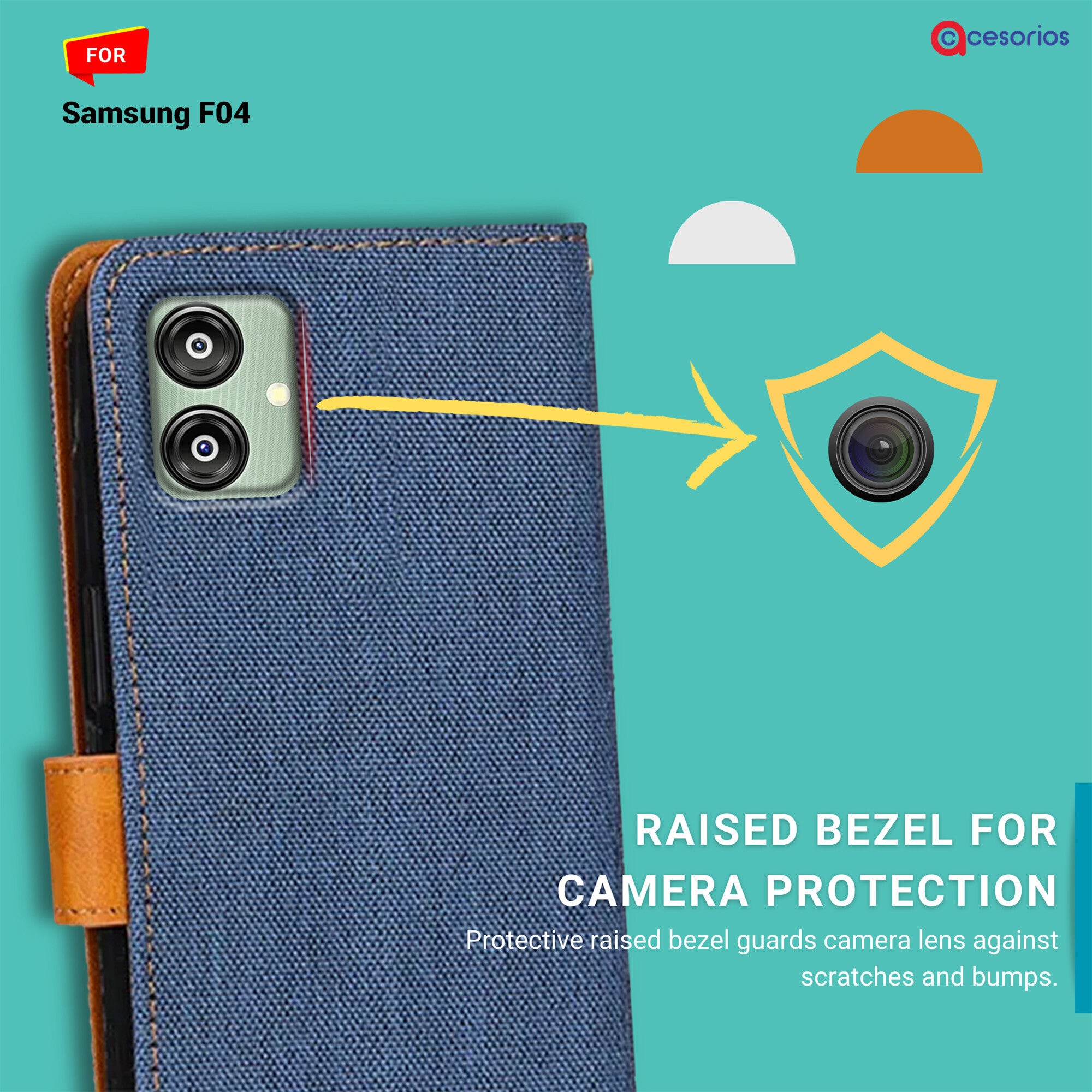 Accesorios Samsung F04 denim flip cover – Blue – Image 2 #color_blue