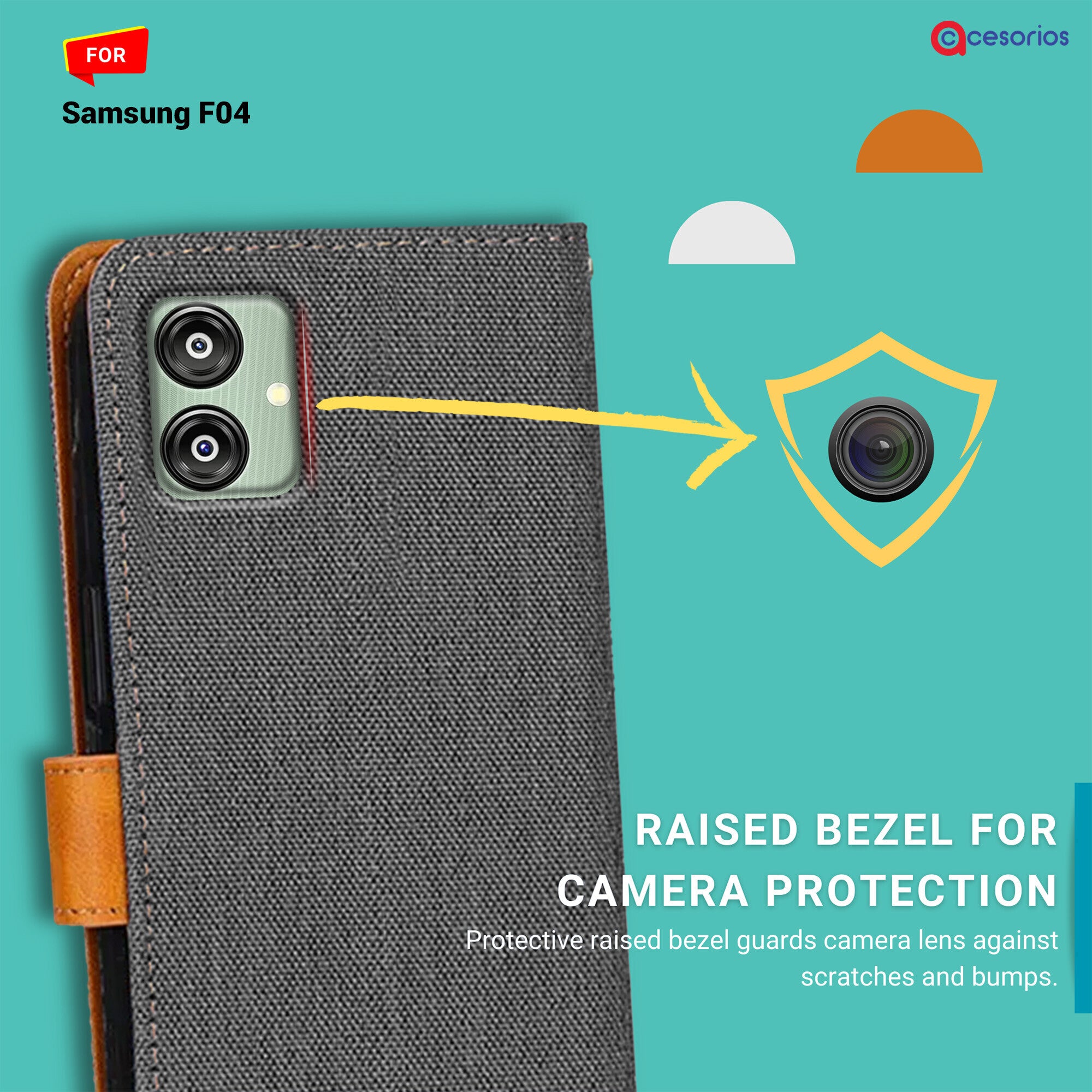 Accesorios Samsung F04 denim flip cover – Grey – Image 2 #color_grey