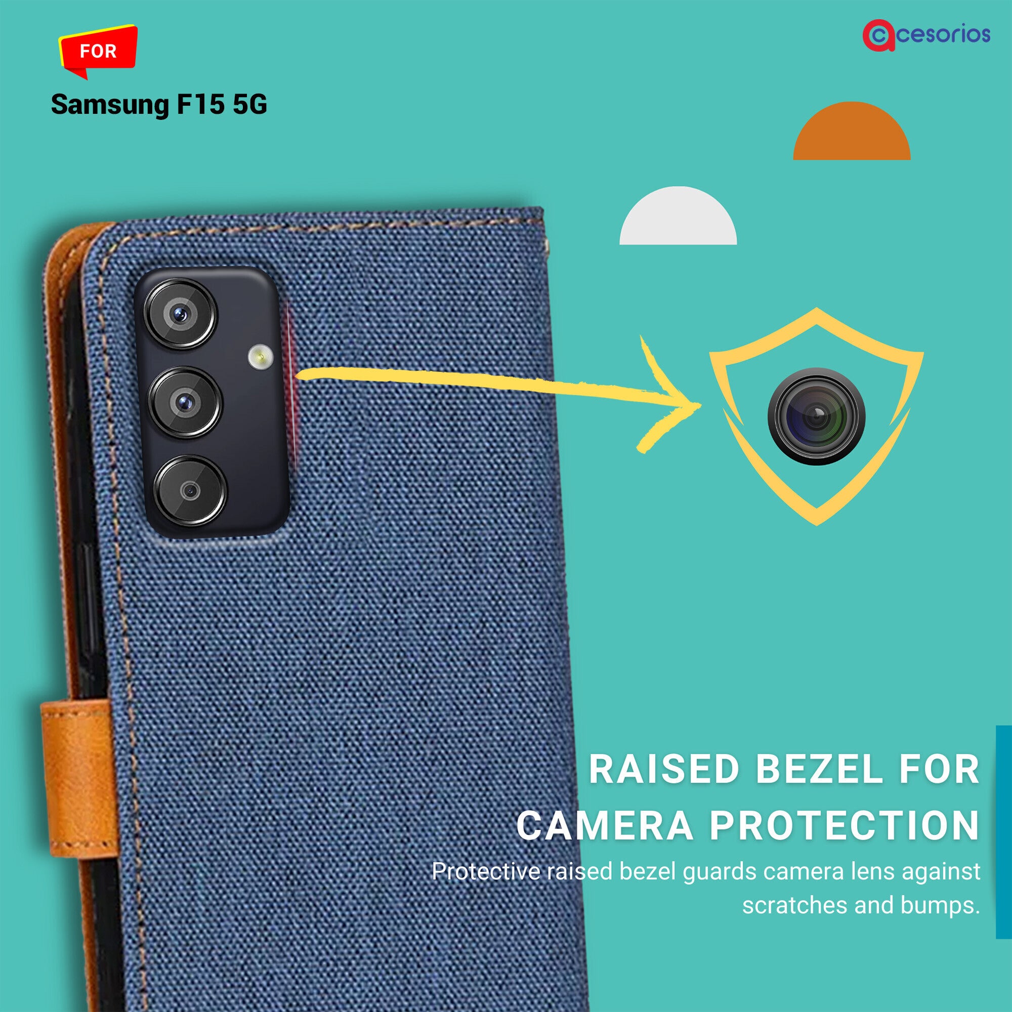 Accesorios Samsung F15 5G denim flip cover – Blue – Image 2 #color_blue