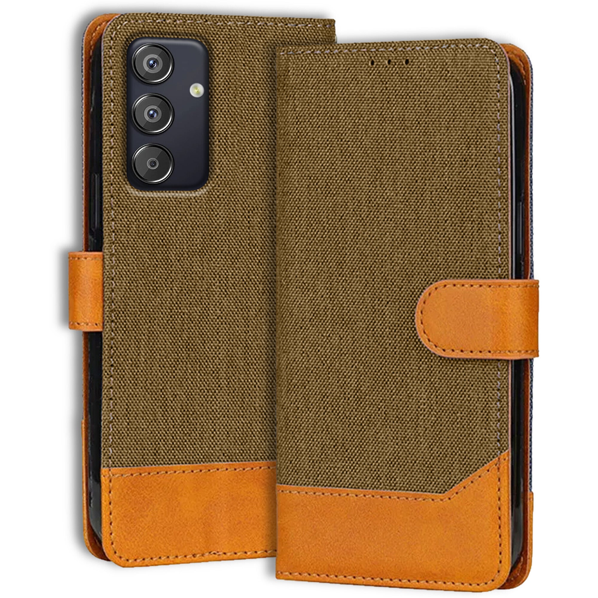 Accesorios Samsung F15 5G denim flip cover – Dark Brown – Image 1 #color_dark brown
