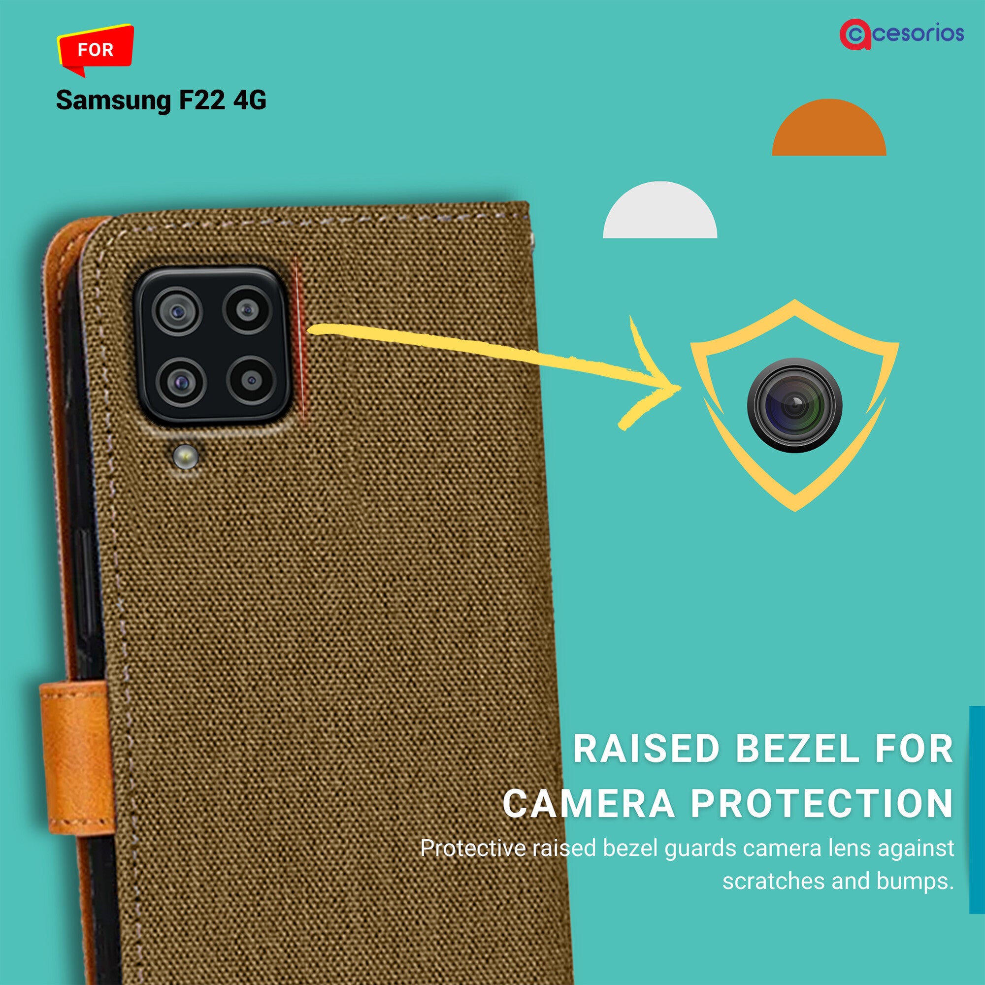Accesorios Samsung F22 4G denim flip cover – Dark Brown – Image 2 #color_dark brown