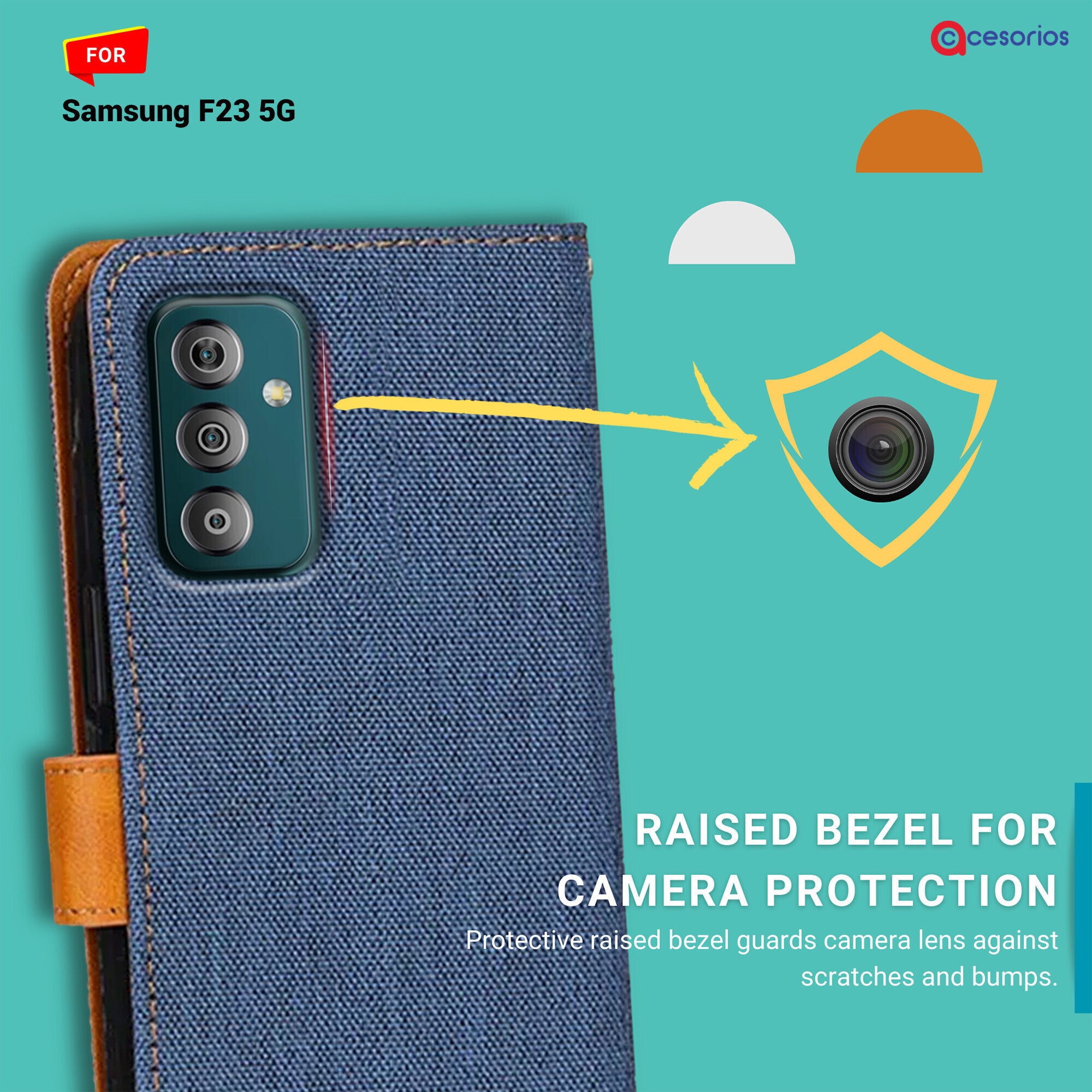 Accesorios Samsung F23 5G denim flip cover – Blue – Image 2 #color_blue