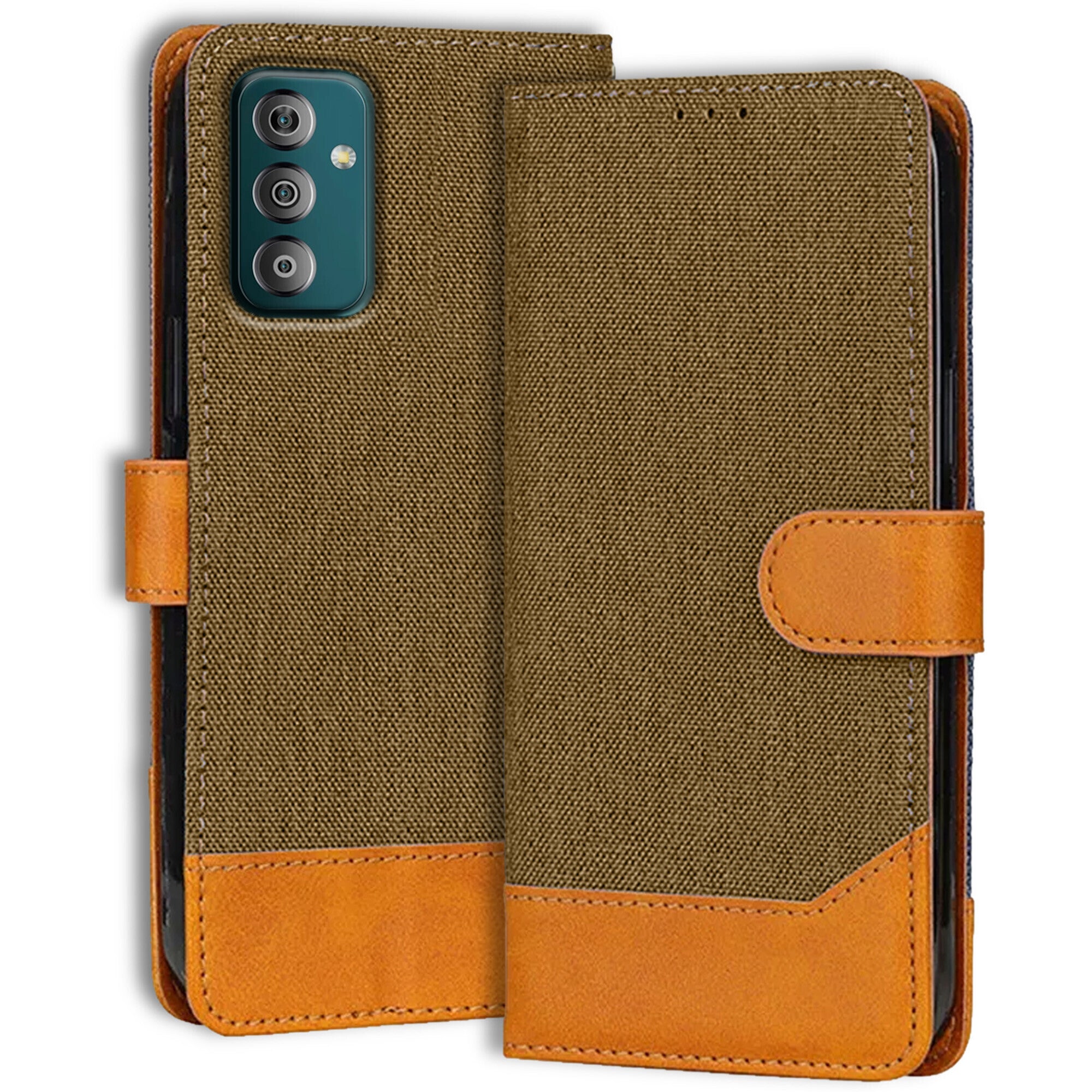 Accesorios Samsung F23 5G denim flip cover – Dark Brown – Image 1 #color_dark brown