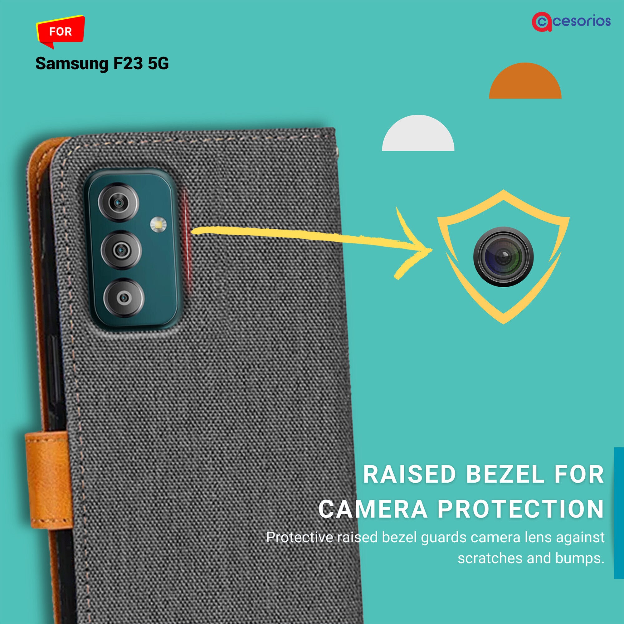 Accesorios Samsung F23 5G denim flip cover – Grey – Image 2 #color_grey