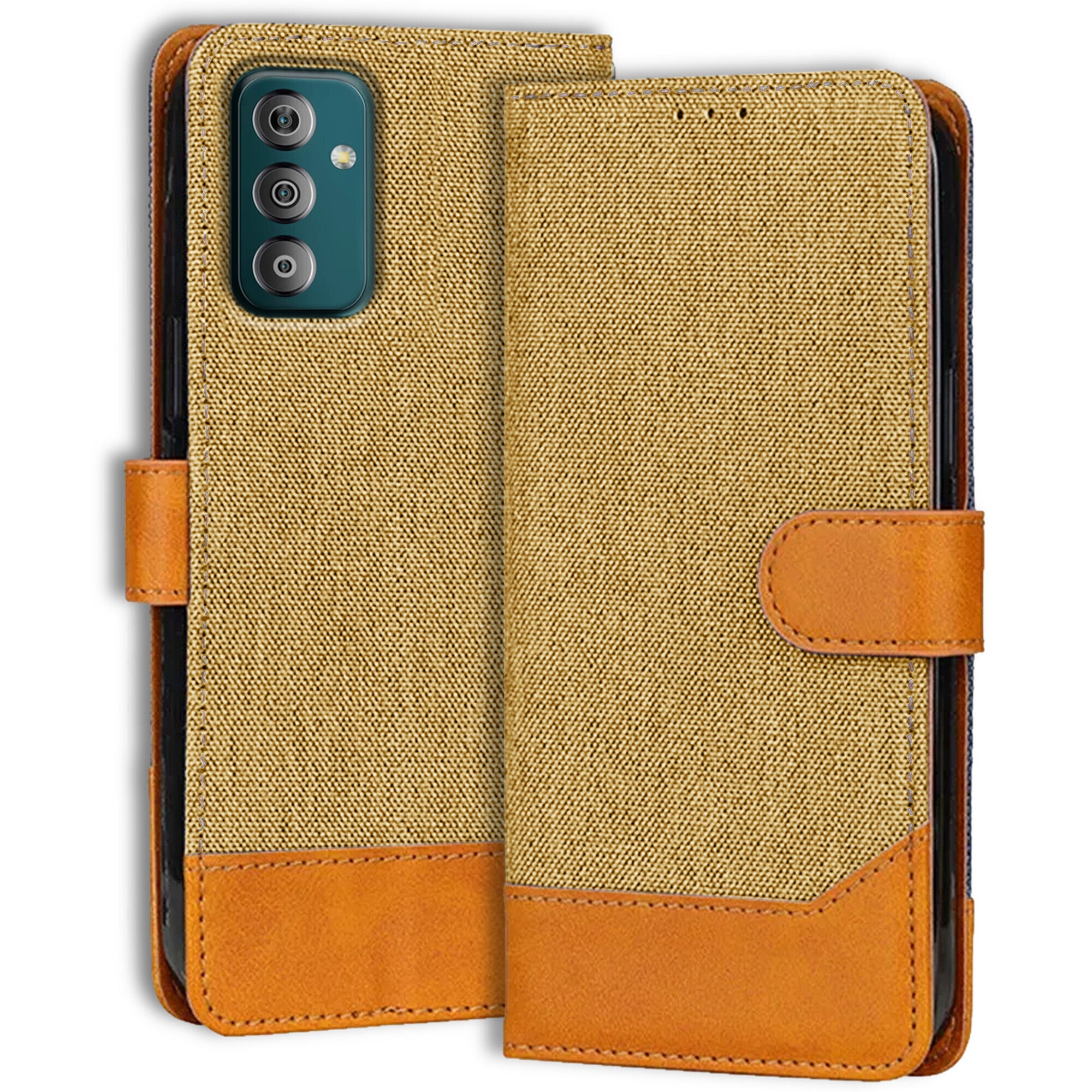 Accesorios Samsung F23 5G denim flip cover – Light Brown – Image 1 #color_light brown