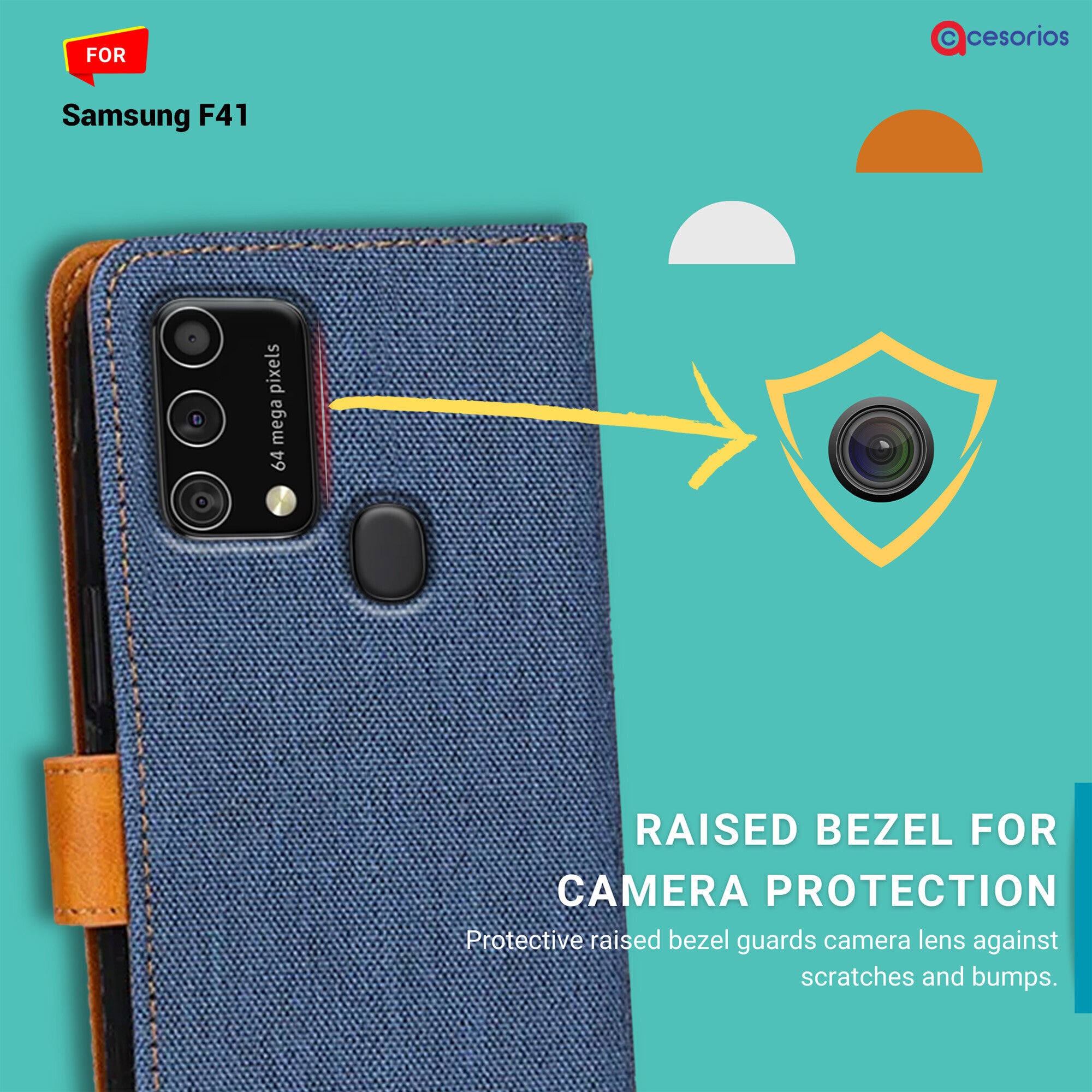 Accesorios Samsung F41 denim flip cover – Blue – Image 2 #color_blue