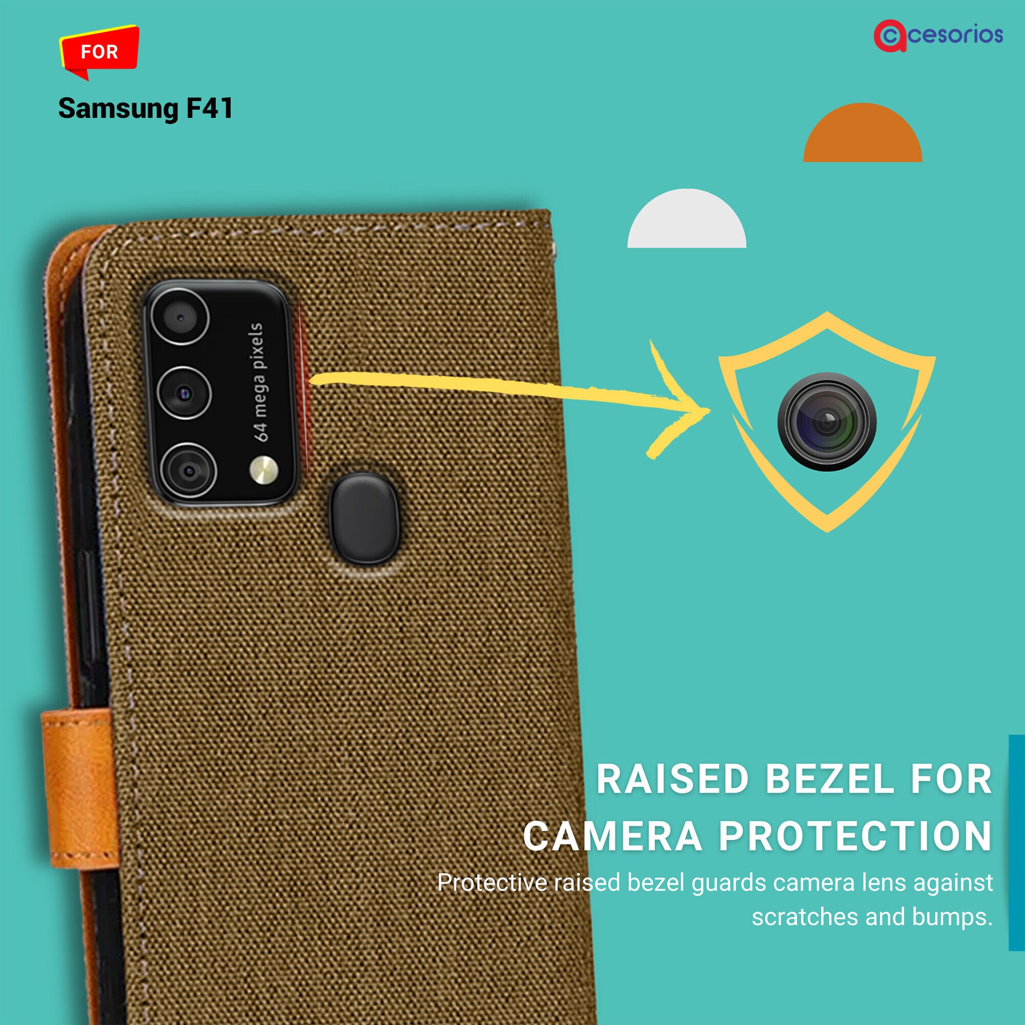 Accesorios Samsung F41 denim flip cover – Dark Brown – Image 2 #color_dark brown