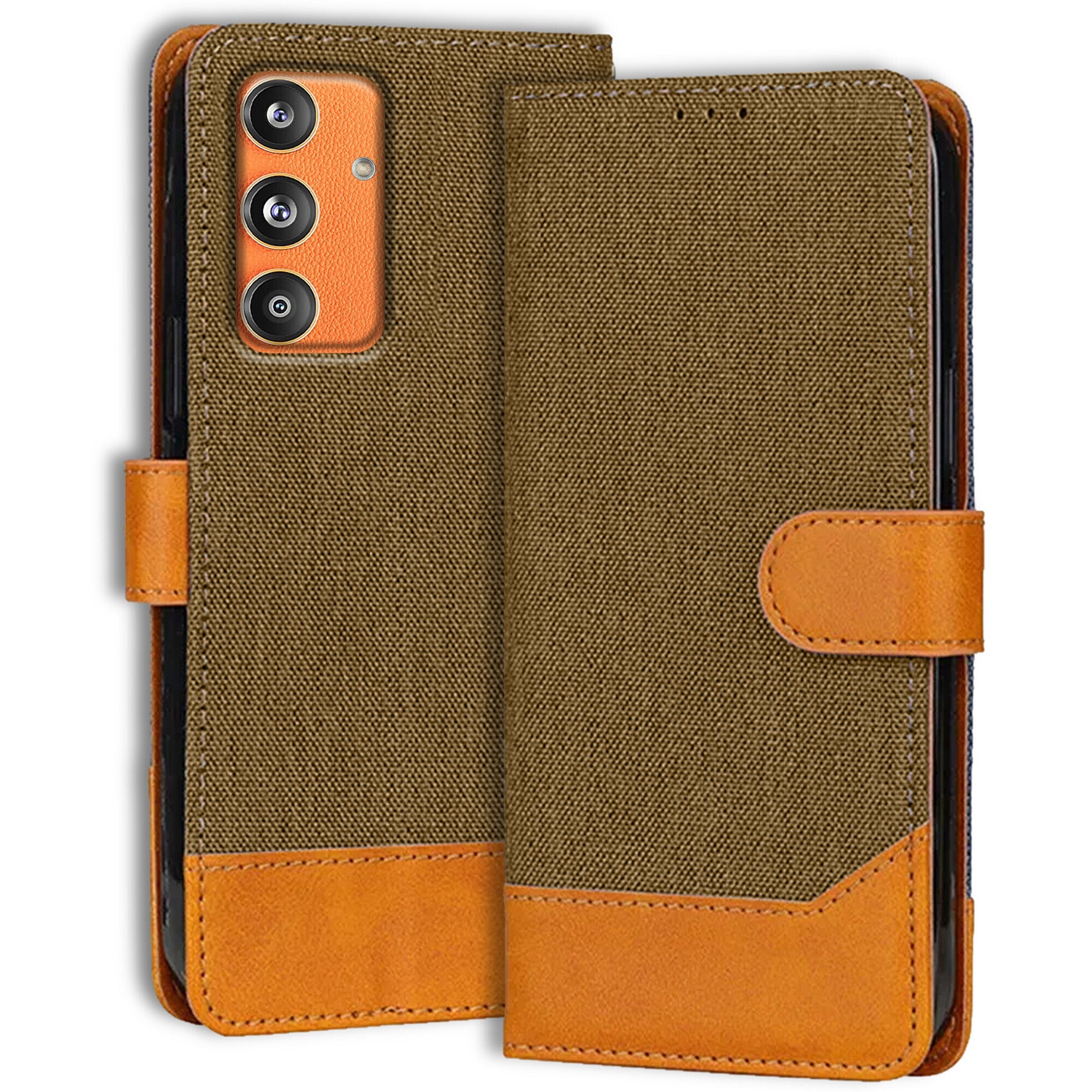 Accesorios Samsung F55 5G denim flip cover – Dark Brown – Image 1 #color_dark brown