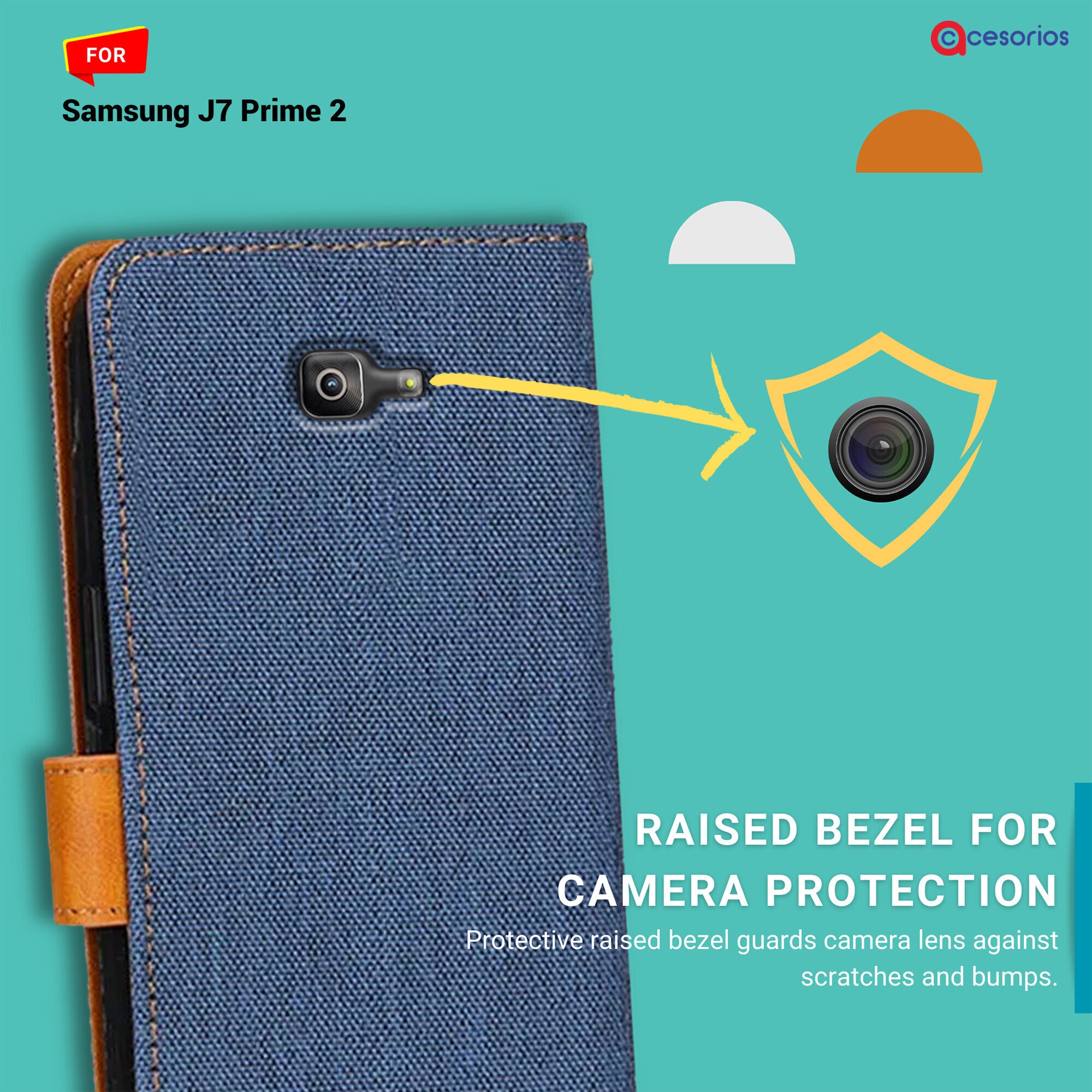 Accesorios Samsung J7 Prime 2 denim flip cover – Blue – Image 2 #color_blue