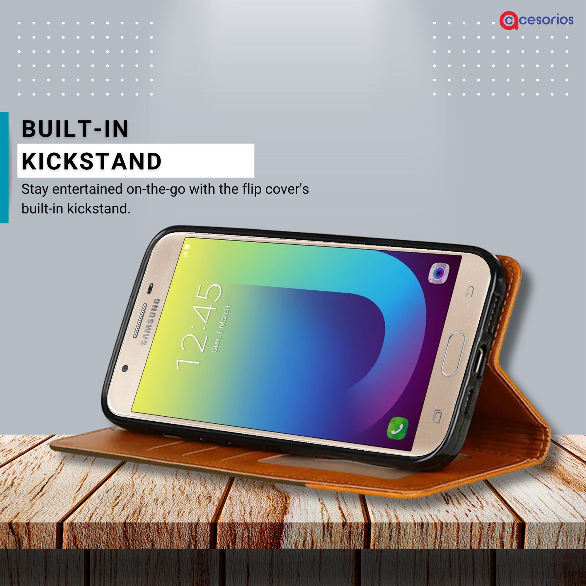 Accesorios Samsung J7 Prime denim flip cover – Dark Brown – Image 4 #color_dark brown