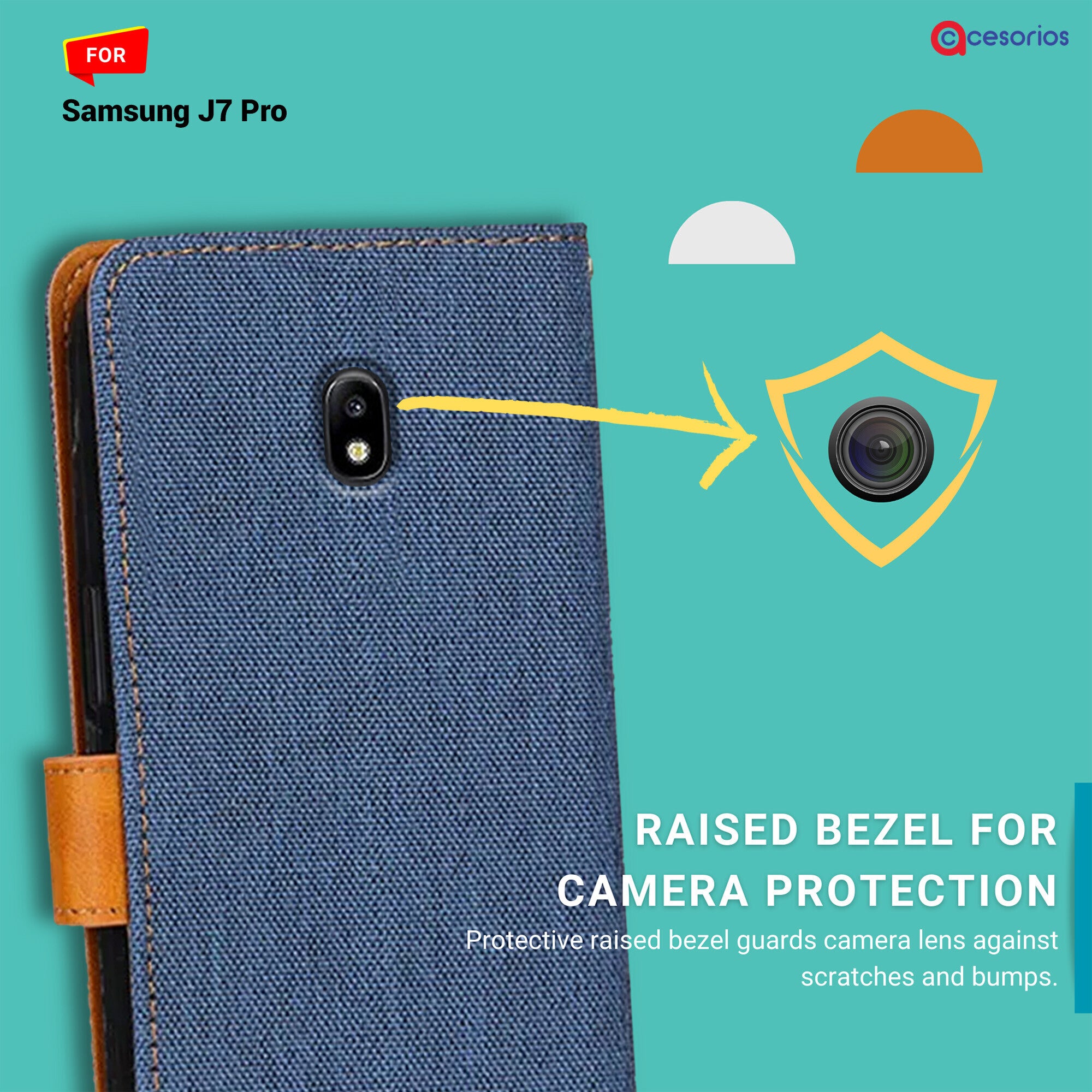 Accesorios Samsung J7 Pro denim flip cover – Blue – Image 2 #color_blue
