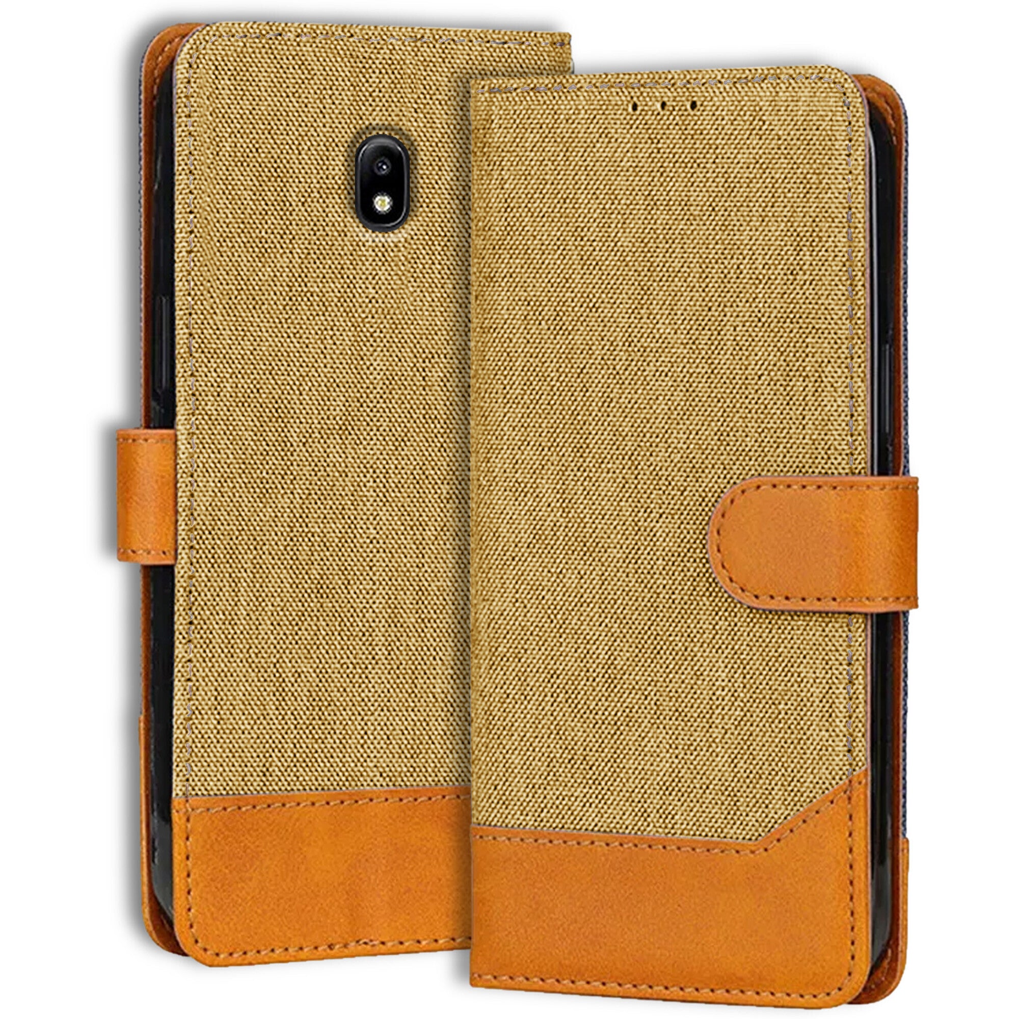 Accesorios Samsung J7 Pro denim flip cover – Light Brown – Image 1 #color_light brown