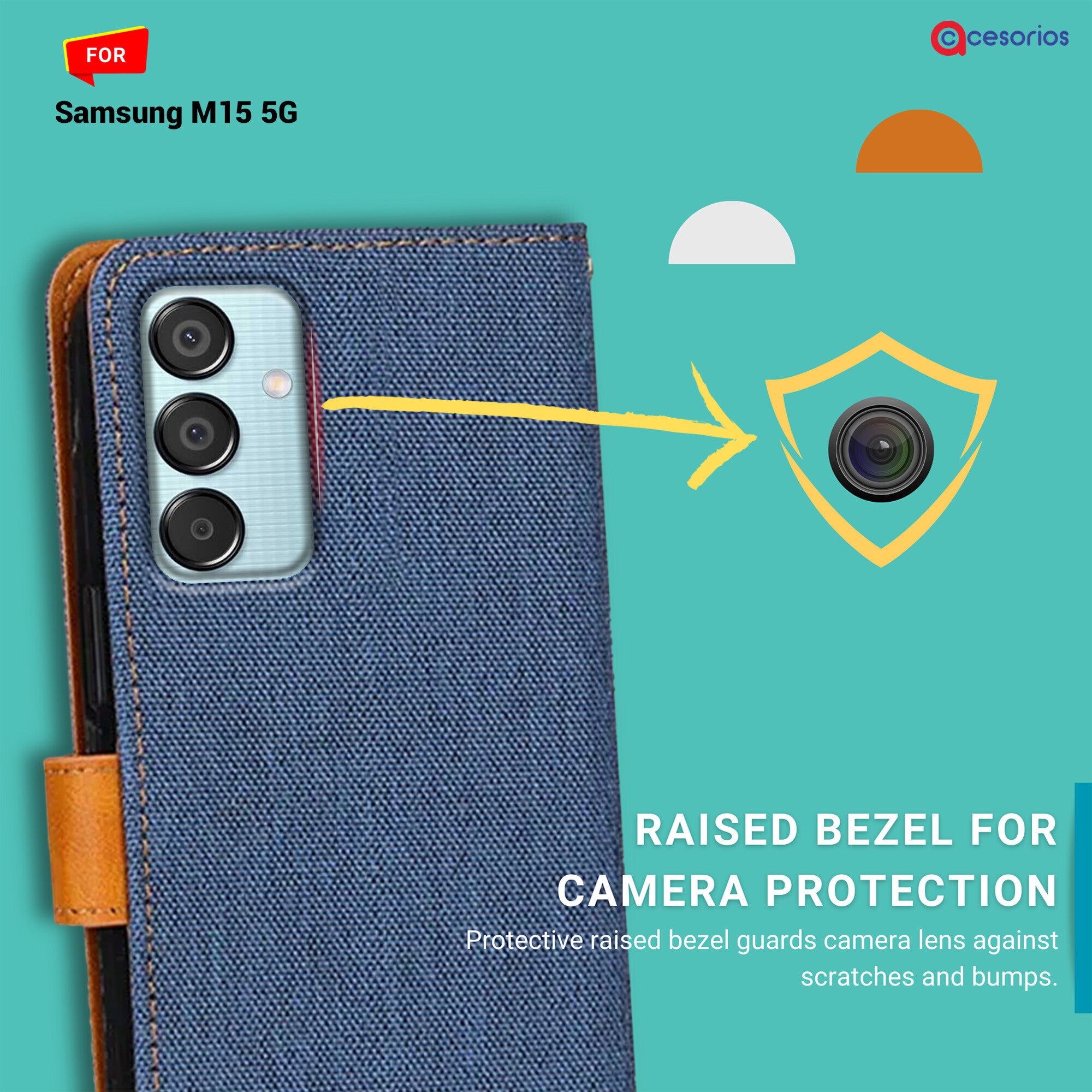 Accesorios Samsung M15 5G denim flip cover – Blue – Image 2 #color_blue