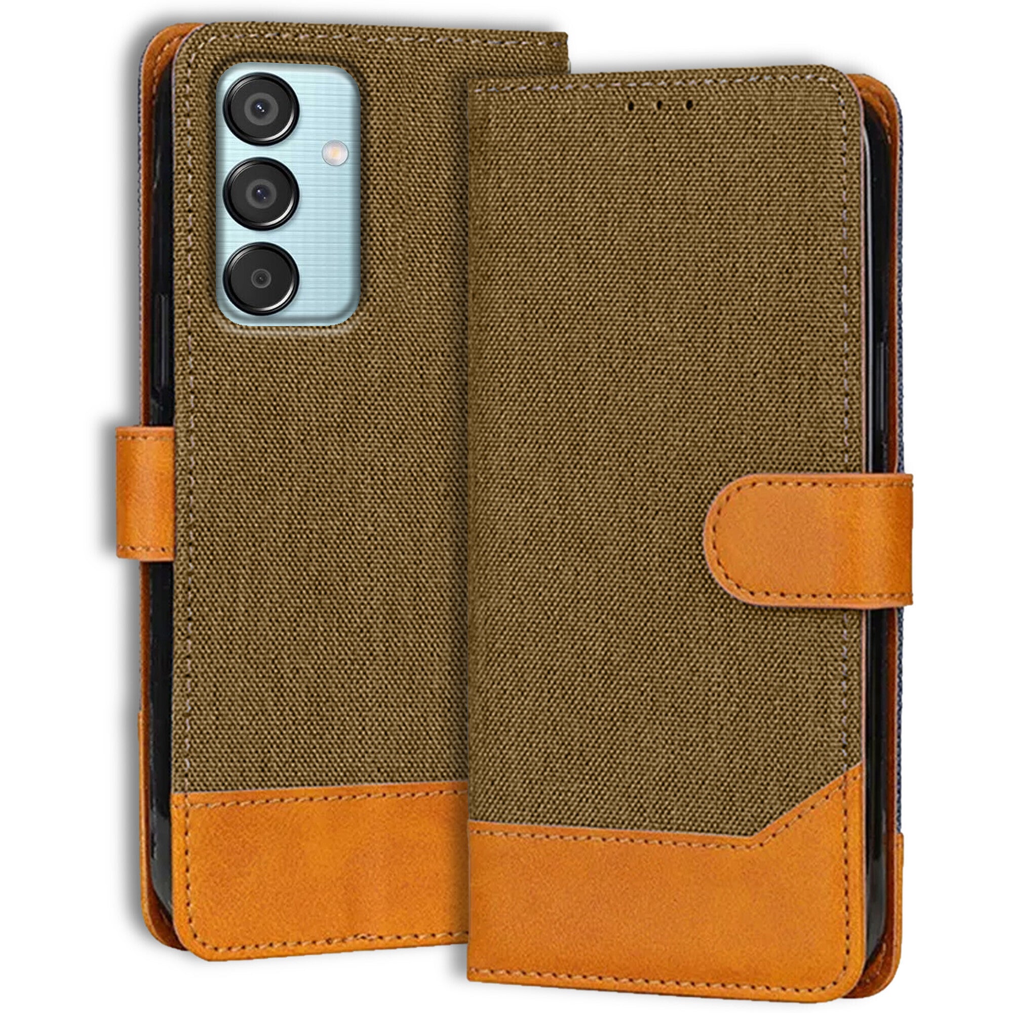 Accesorios Samsung M15 5G denim flip cover – Dark Brown – Image 1 #color_dark brown