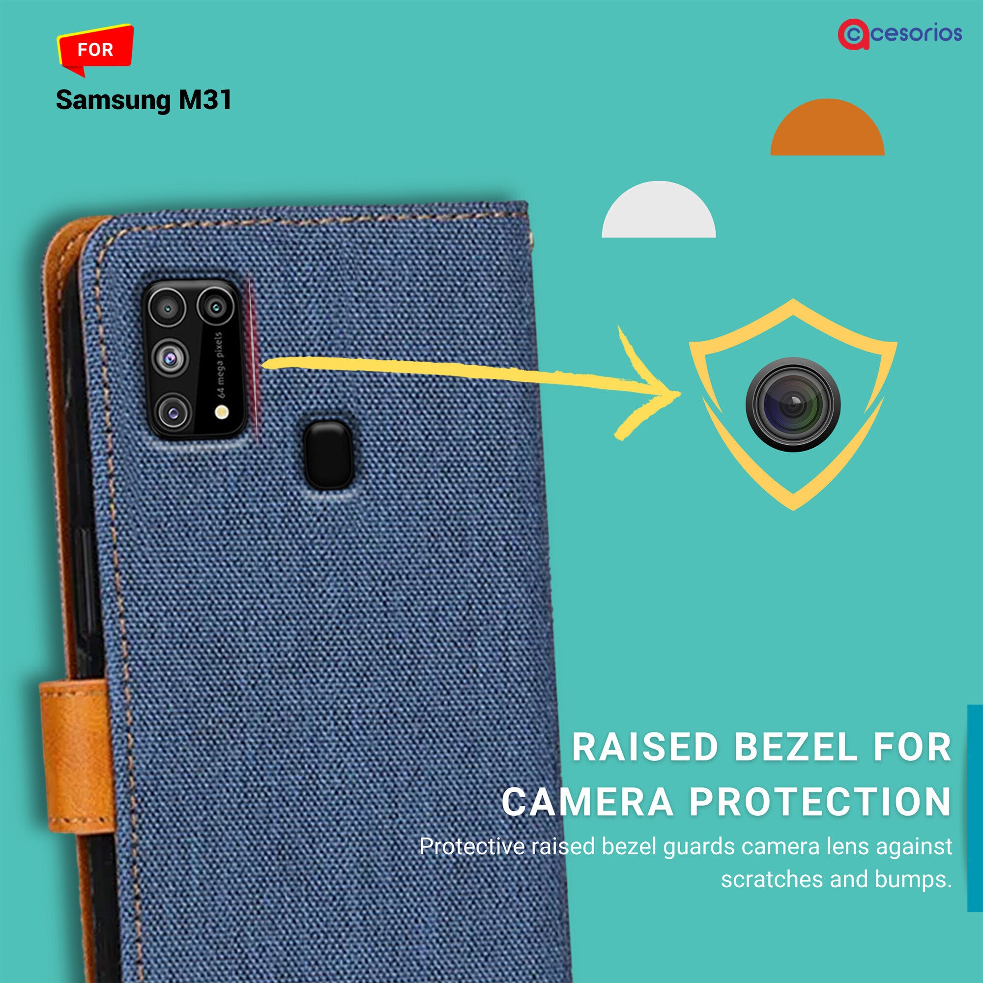 Accesorios Samsung M31 denim flip cover – Blue – Image 2 #color_blue