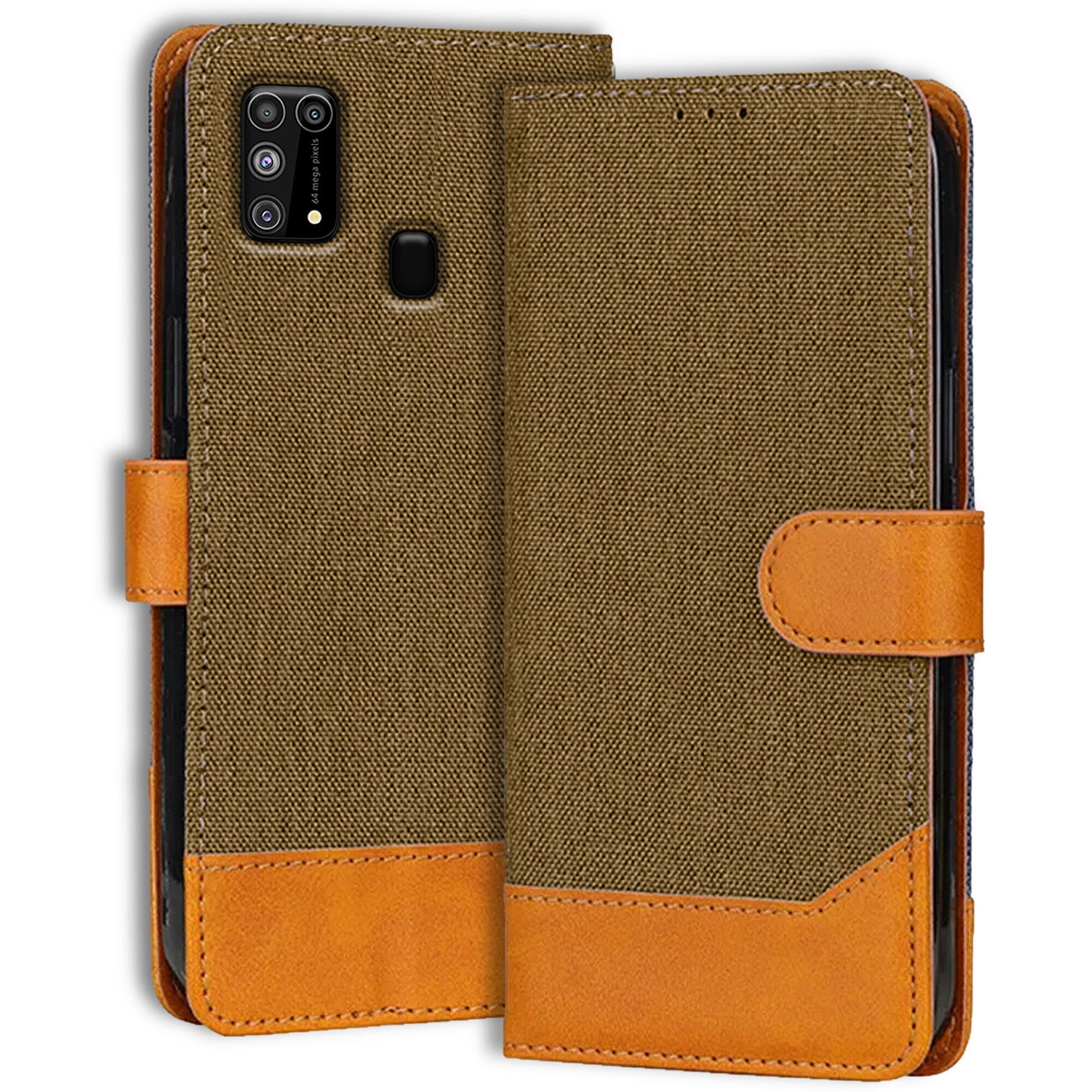 Accesorios Samsung M31 denim flip cover – Dark Brown – Image 1 #color_dark brown