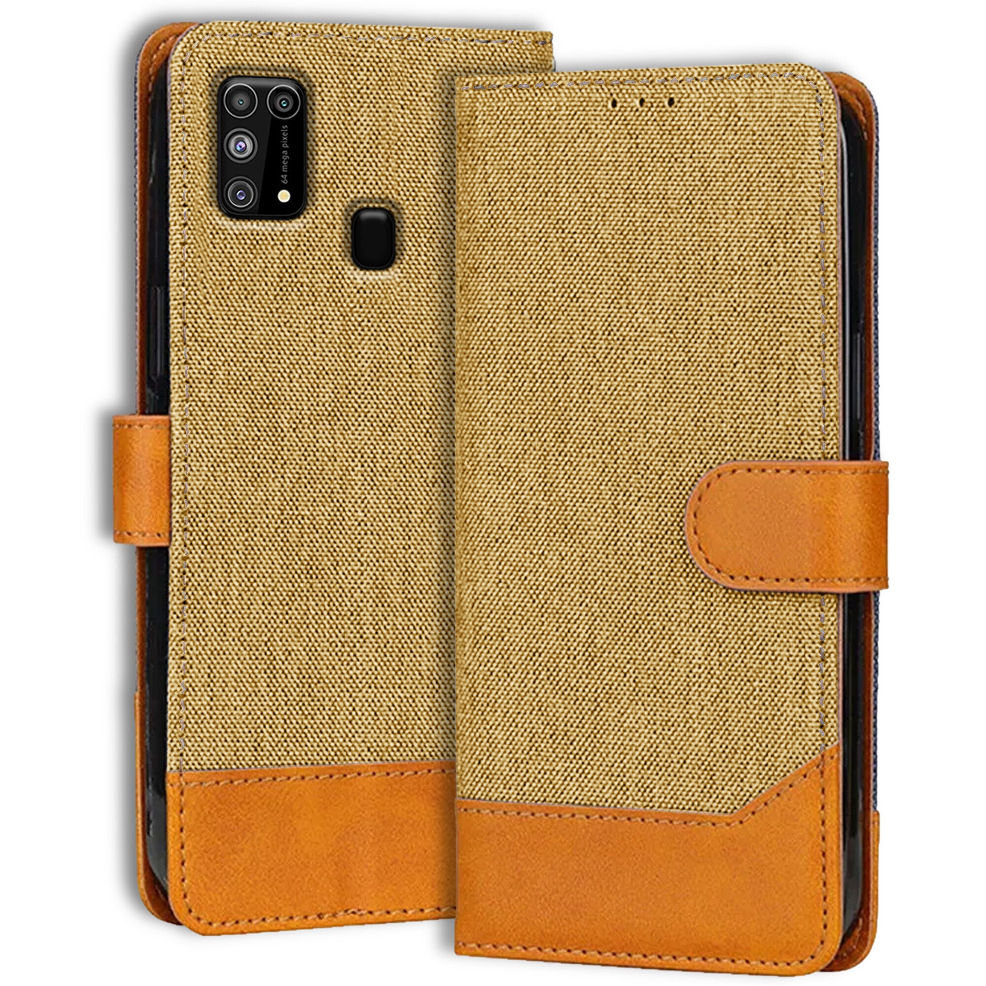 Accesorios Samsung M31 denim flip cover – Light Brown – Image 1 #color_light brown