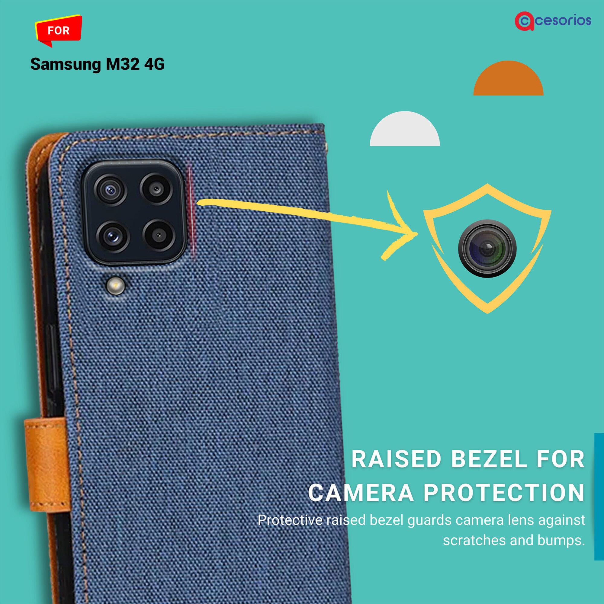 Accesorios Samsung M32 4G denim flip cover – Blue – Image 2 #color_blue