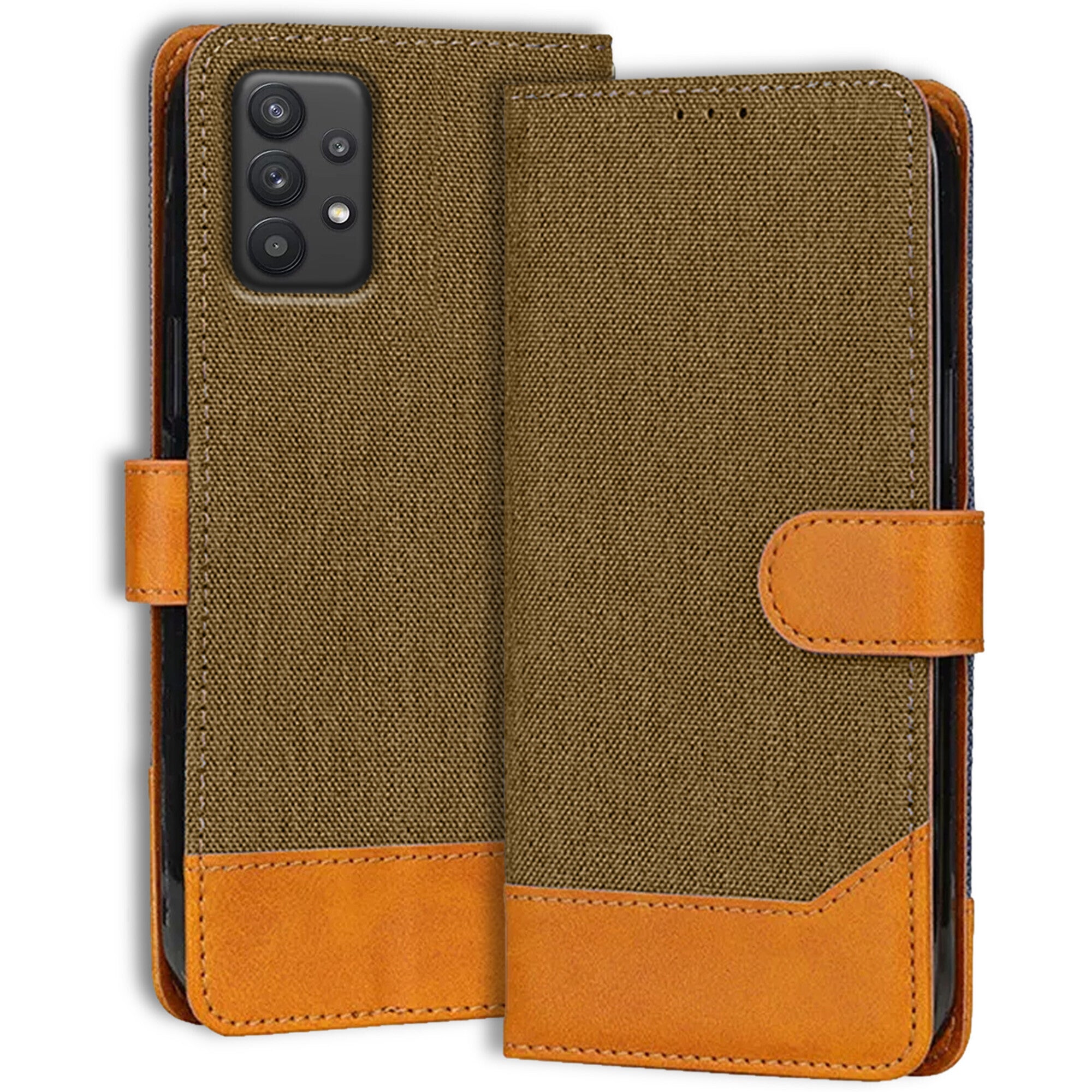 Accesorios Samsung M32 5G denim flip cover – Dark Brown – Image 1 #color_dark brown
