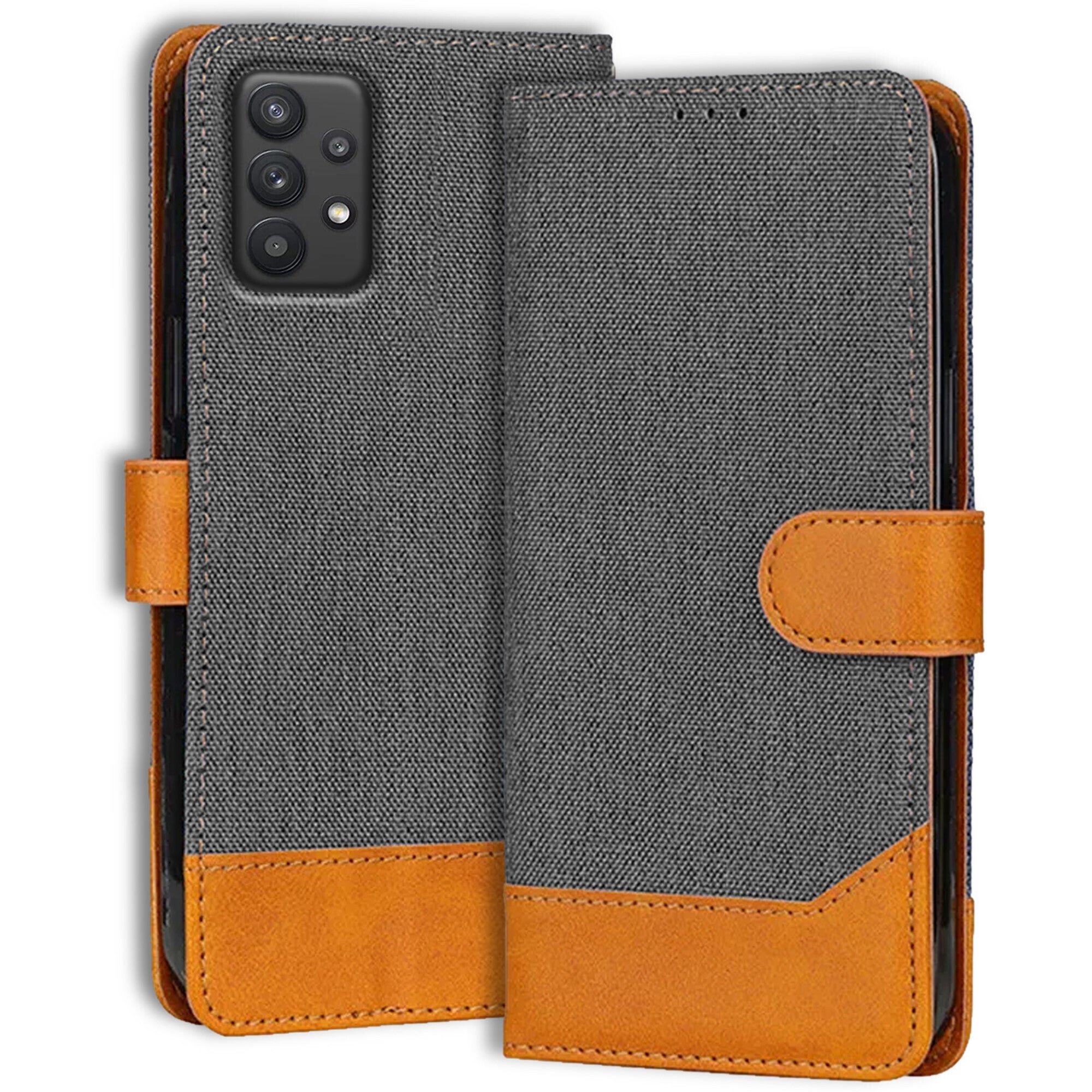 Accesorios Samsung M32 5G denim flip cover – Grey – Image 1 #color_grey