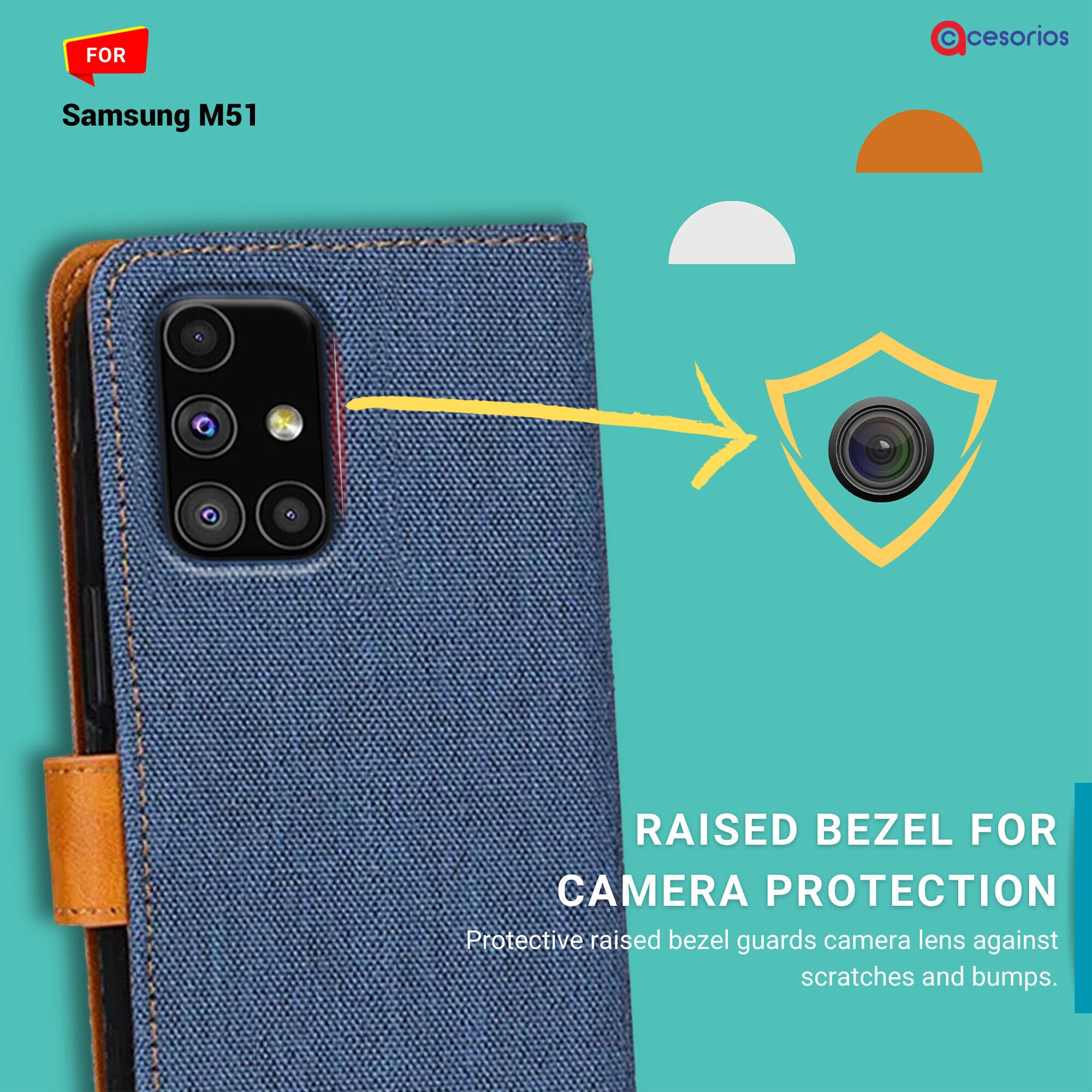 Accesorios Samsung M51 denim flip cover – Blue – Image 2 #color_blue