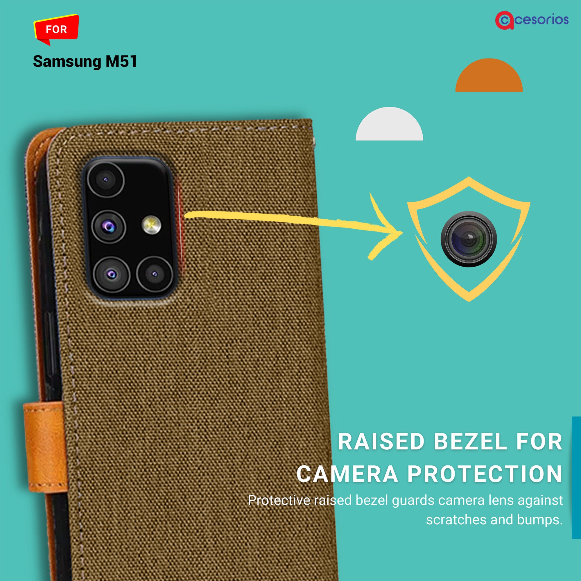 Accesorios Samsung M51 denim flip cover – Dark Brown – Image 2 #color_dark brown