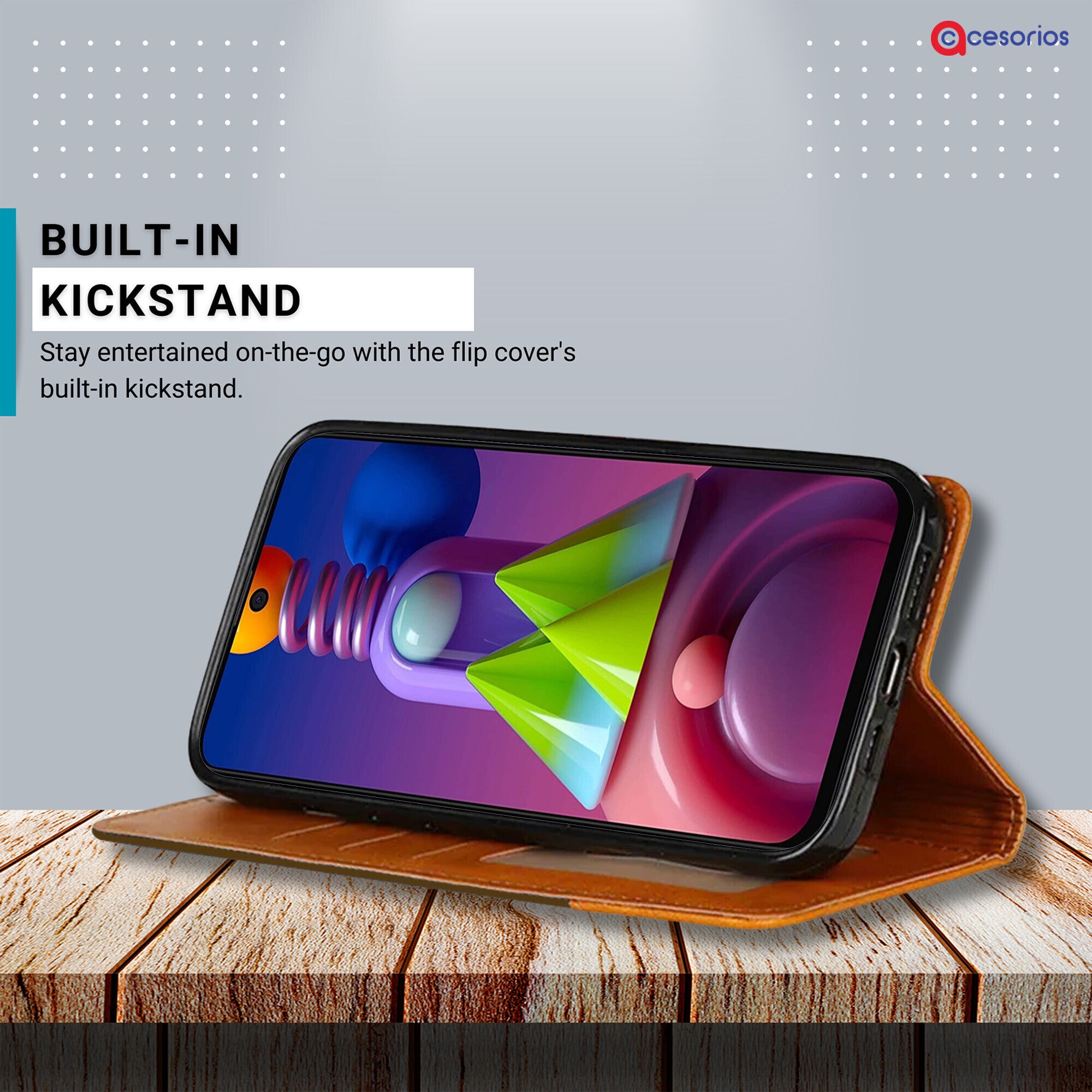 Accesorios Samsung M51 denim flip cover – Dark Brown – Image 4 #color_dark brown