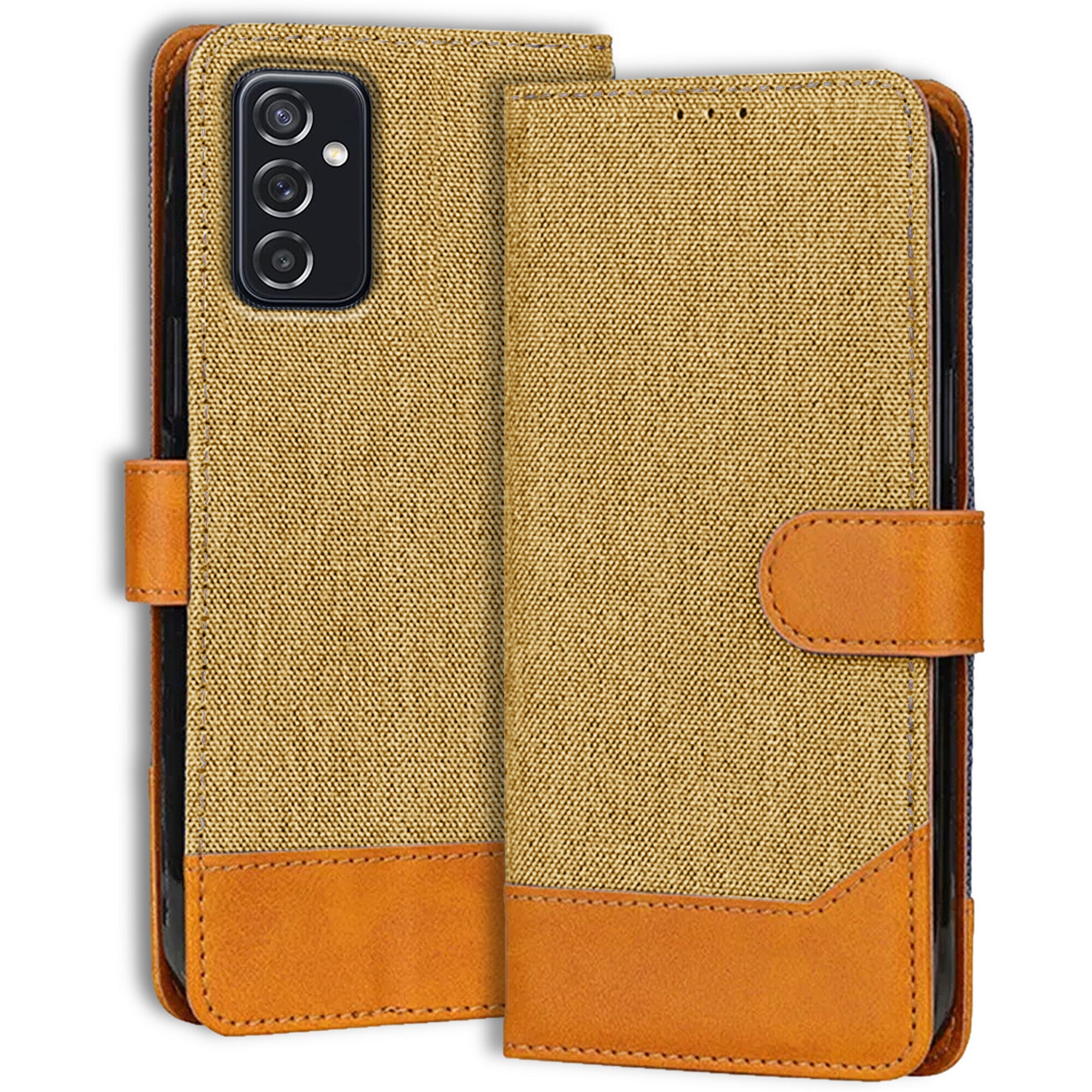 Accesorios Samsung M52 5G denim flip cover – Light Brown – Image 1 #color_light brown