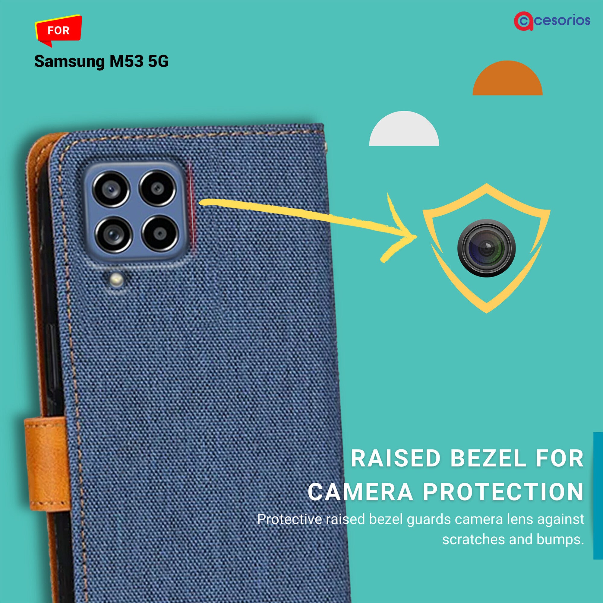 Accesorios Samsung M53 5G denim flip cover – Blue – Image 2 #color_blue