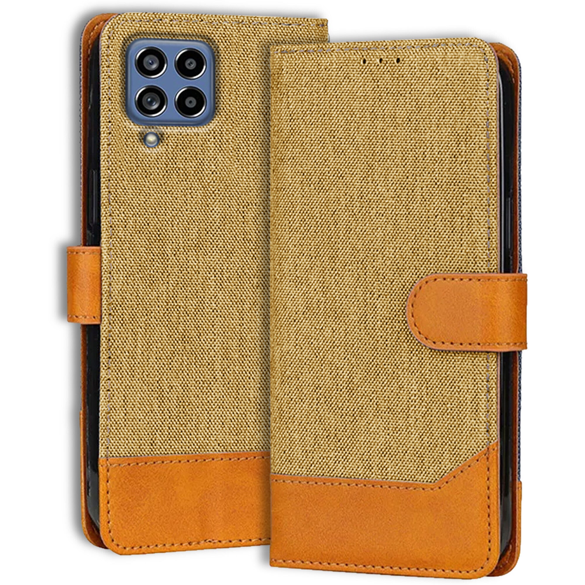 Accesorios Samsung M53 5G denim flip cover – Light Brown – Image 1 #color_light brown