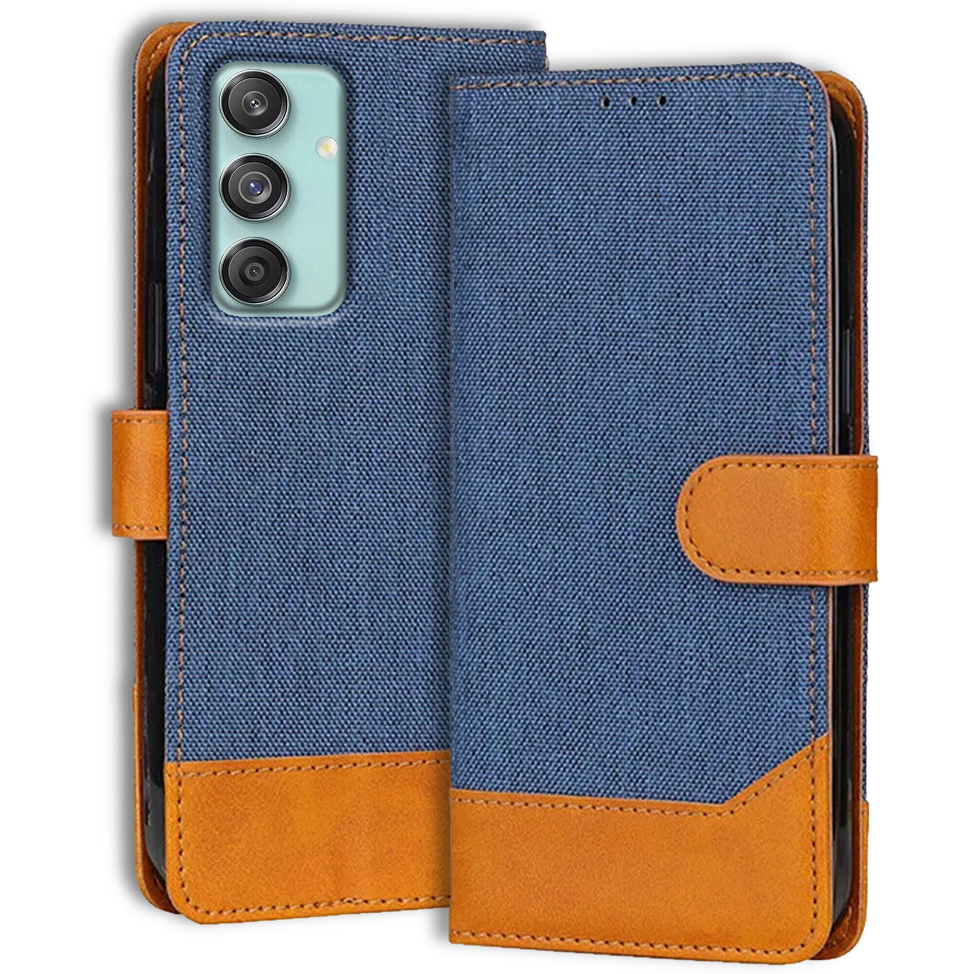 Accesorios Samsung M55 5G denim flip cover – Blue – Image 1 #color_blue