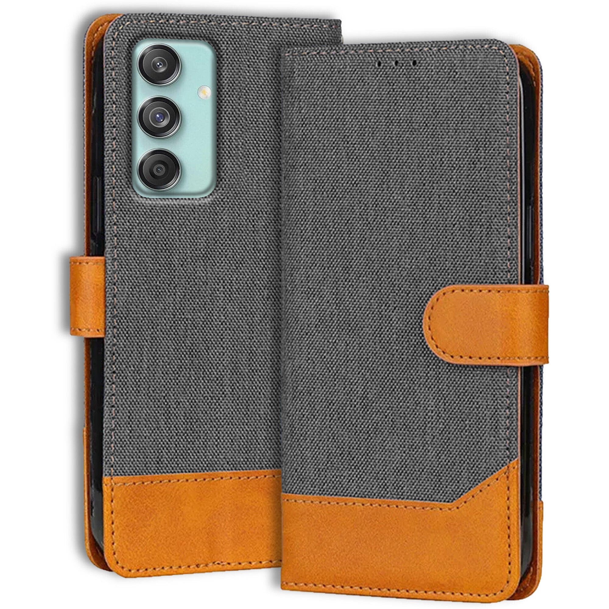 Accesorios Samsung M55 5G denim flip cover – Grey – Image 1 #color_grey