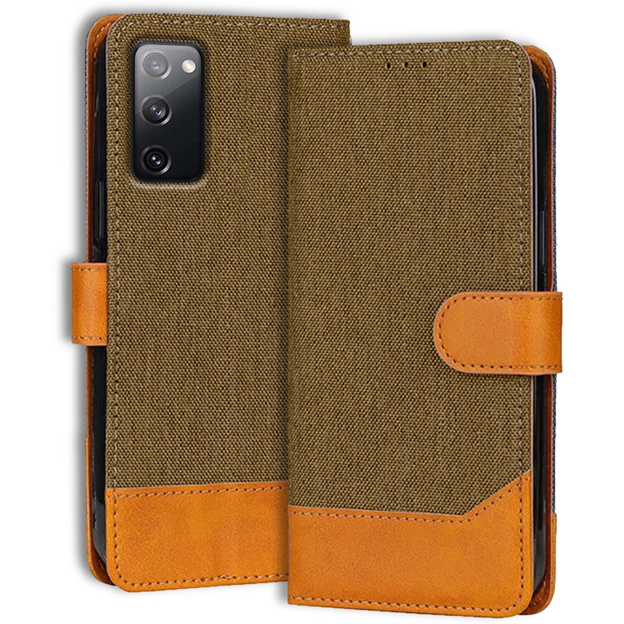 Accesorios Samsung S20 Fe 5G denim flip cover – Dark Brown – Image 1 #color_dark brown