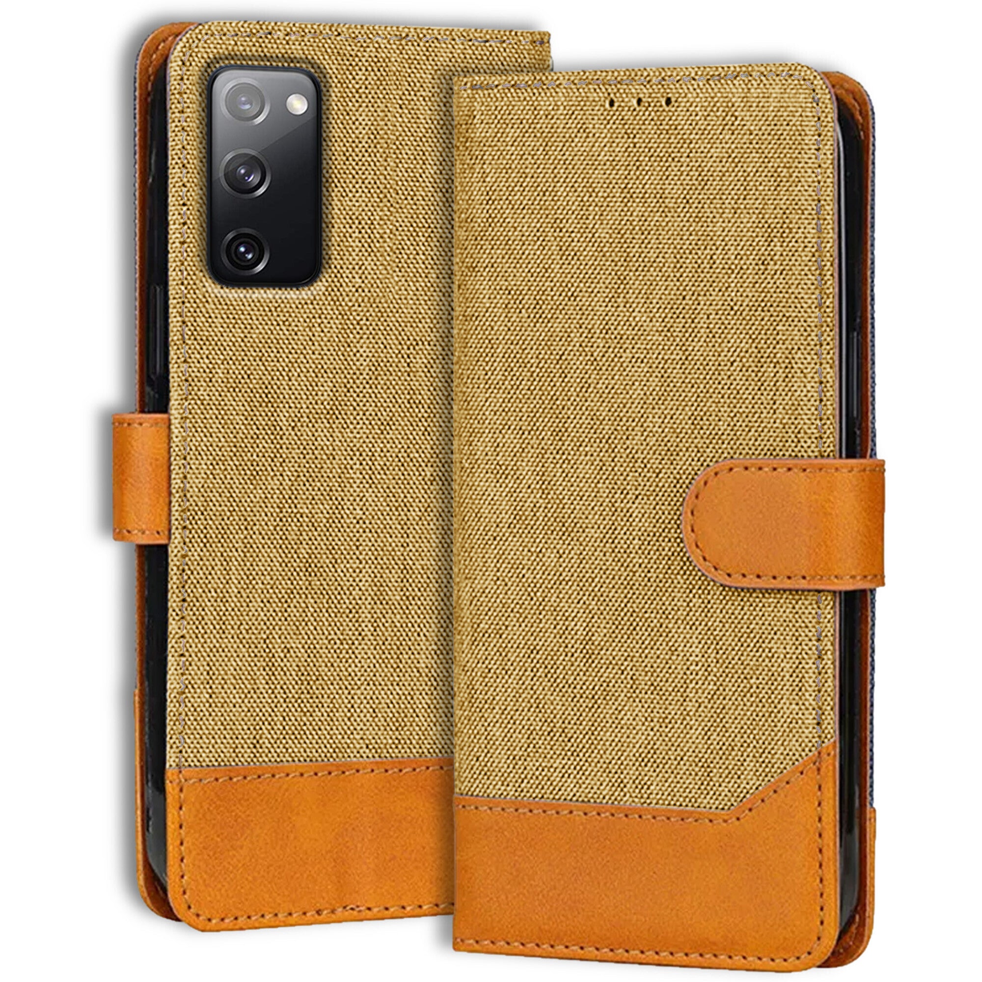 Accesorios Samsung S20 Fe 5G denim flip cover – Light Brown – Image 1 #color_light brown