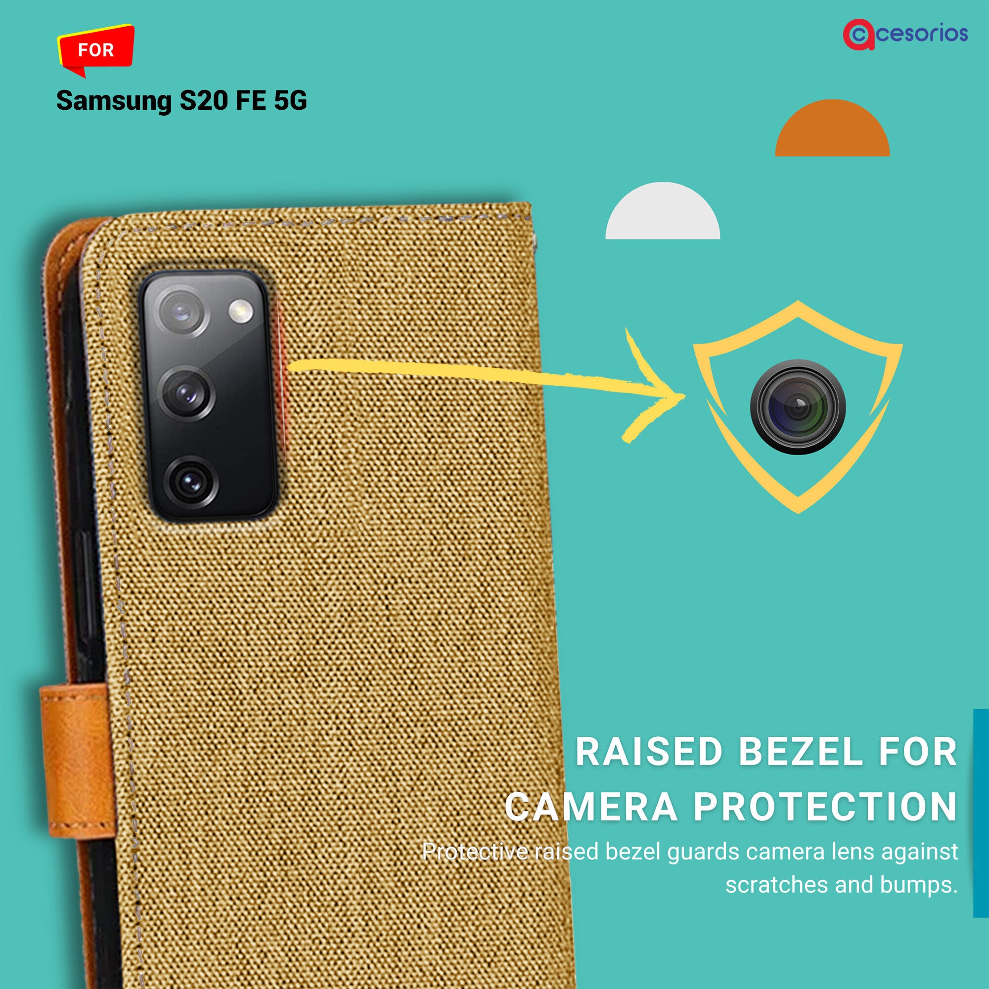 Accesorios Samsung S20 Fe 5G denim flip cover – Light Brown – Image 2 #color_light brown