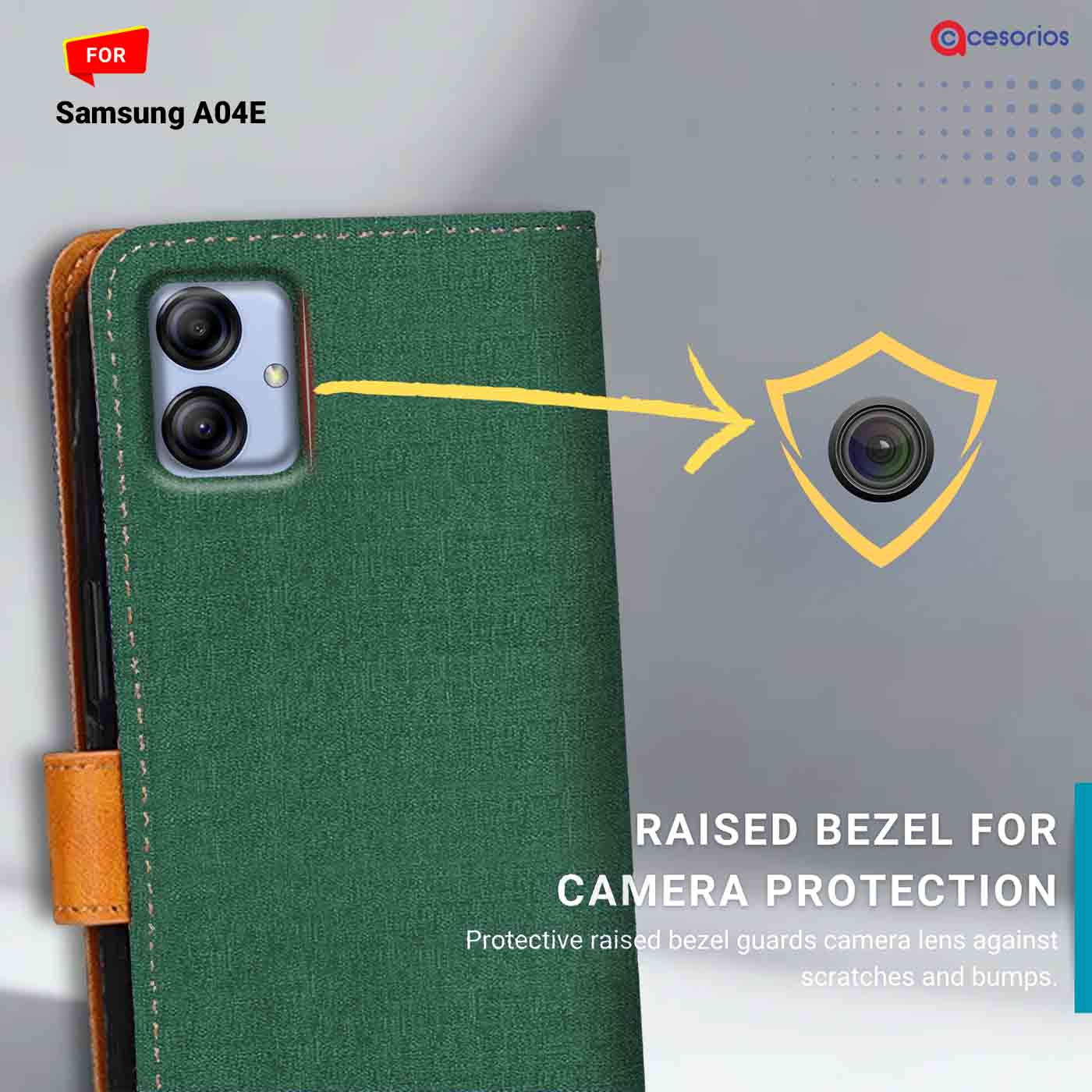 Accesorios Samsung A04E denim flip cover – Green – Image 2 #color_g