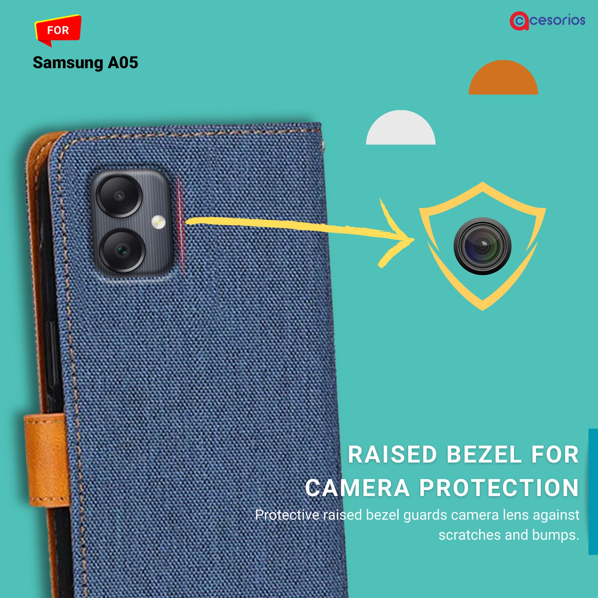 Accesorios Samsung A05 denim flip cover – Blue – Image 2 #color_blue
