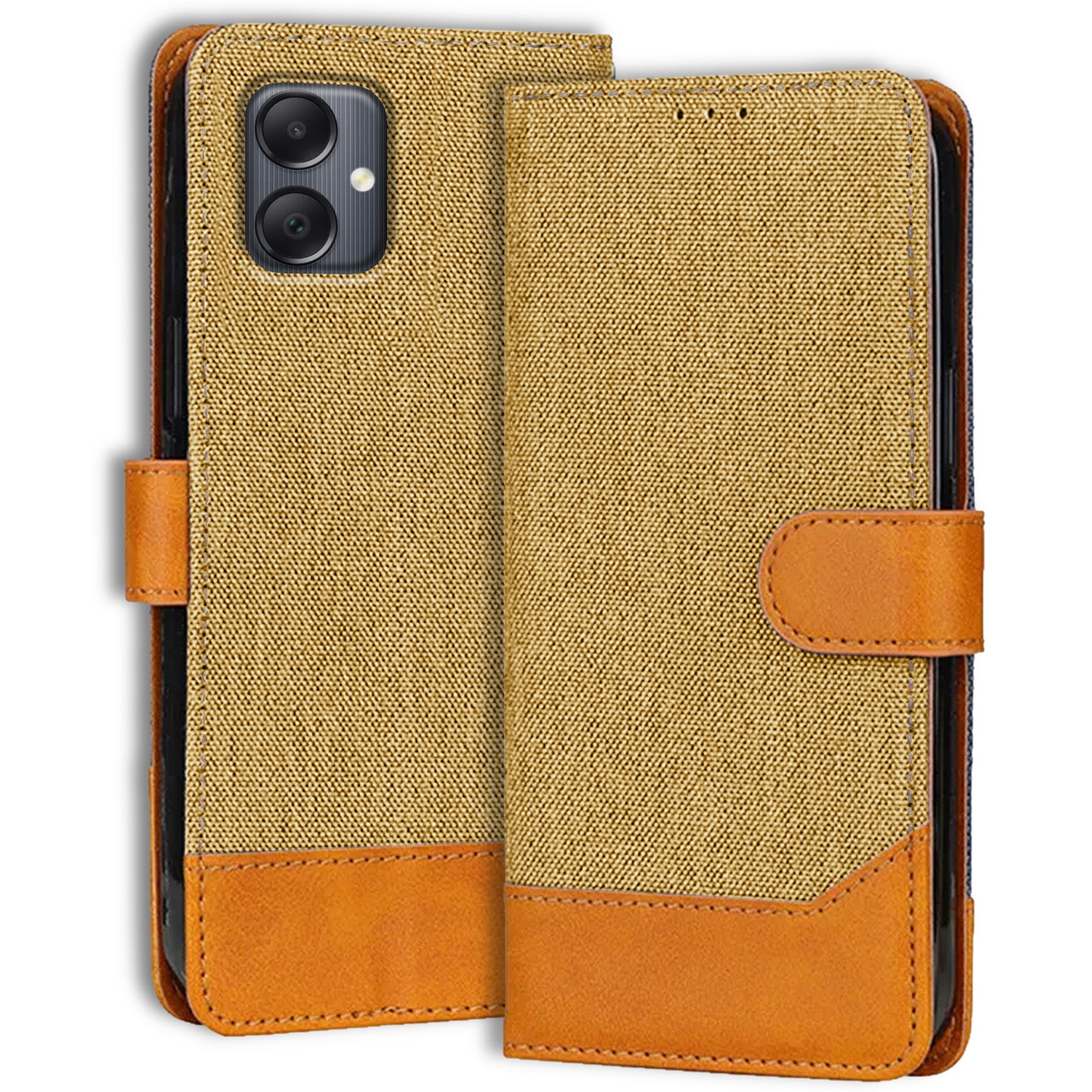 Accesorios Samsung A05 denim flip cover – Light Brown – Image 1 #color_light brown