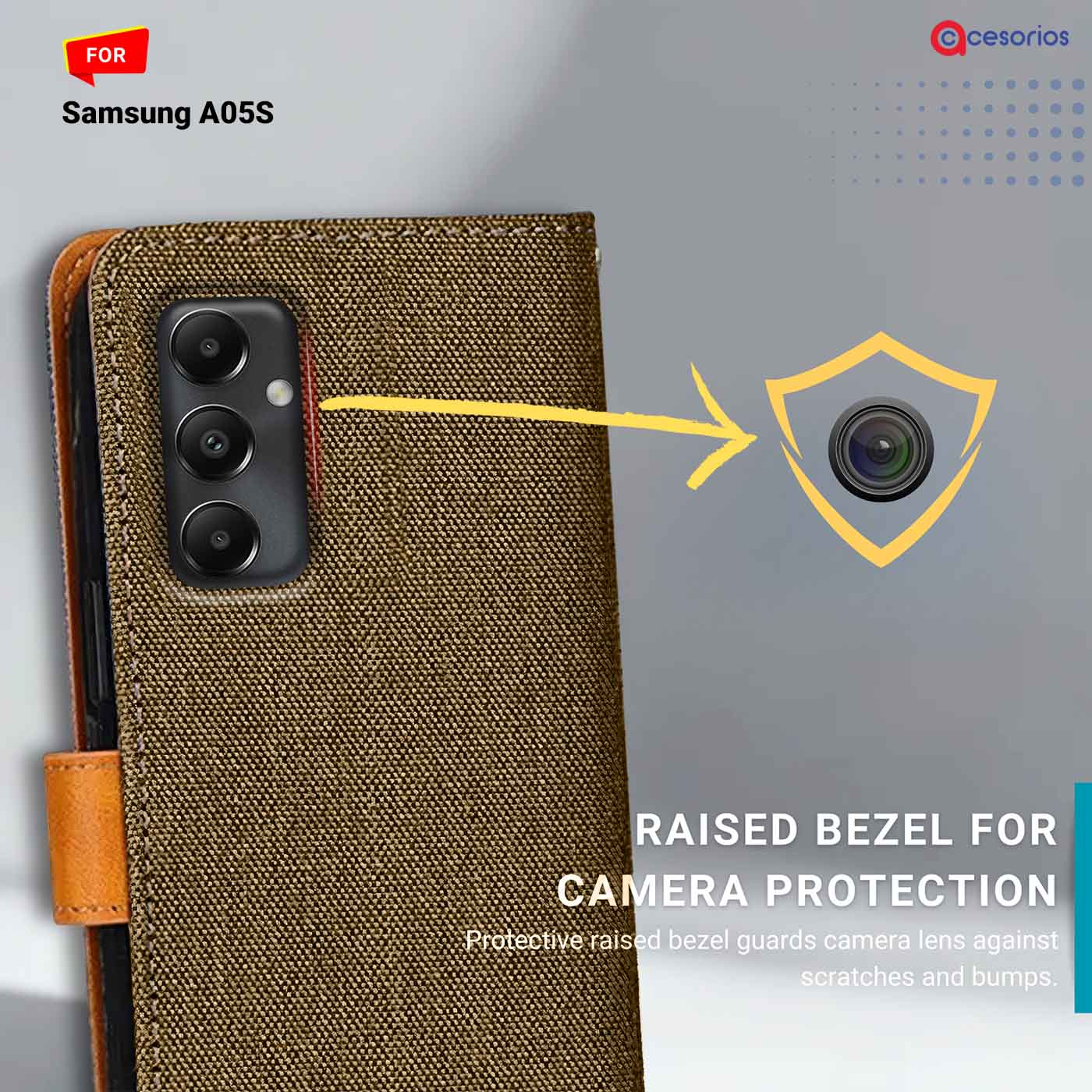 Accesorios Samsung A05S denim flip cover – Dark Brown – Image 2 #color_dark b