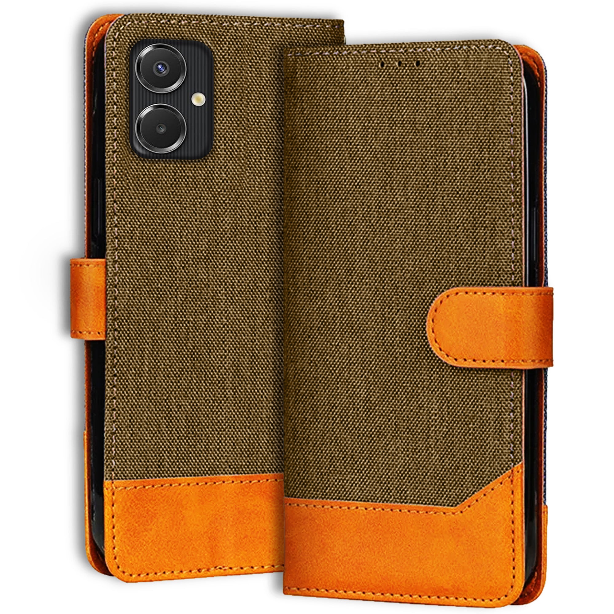 Accesorios Samsung A06 denim flip cover – Dark Brown – Image 1 #color_dark brown