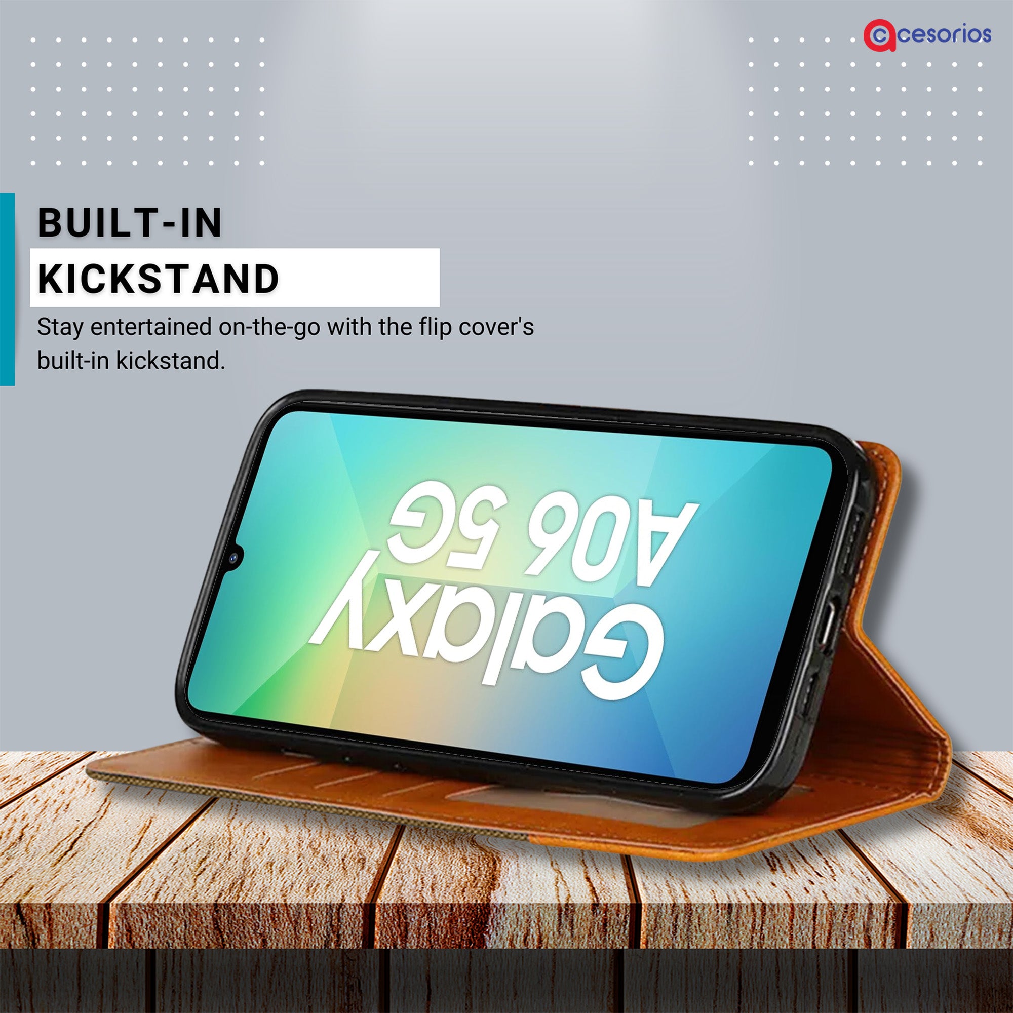 Accesorios Samsung A06 denim flip cover – Dark Brown – Image 4 #color_dark brown