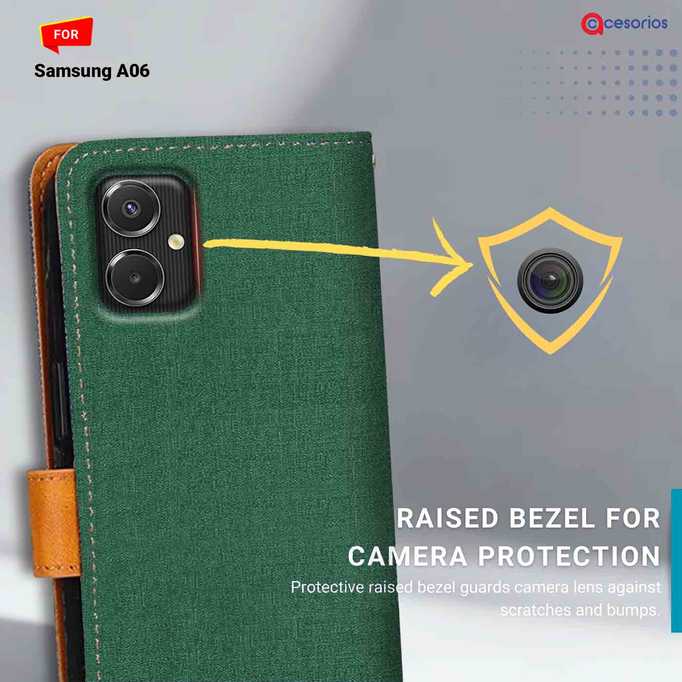 Canvas & Suede back panel — Samsung A06 in Green mobile case