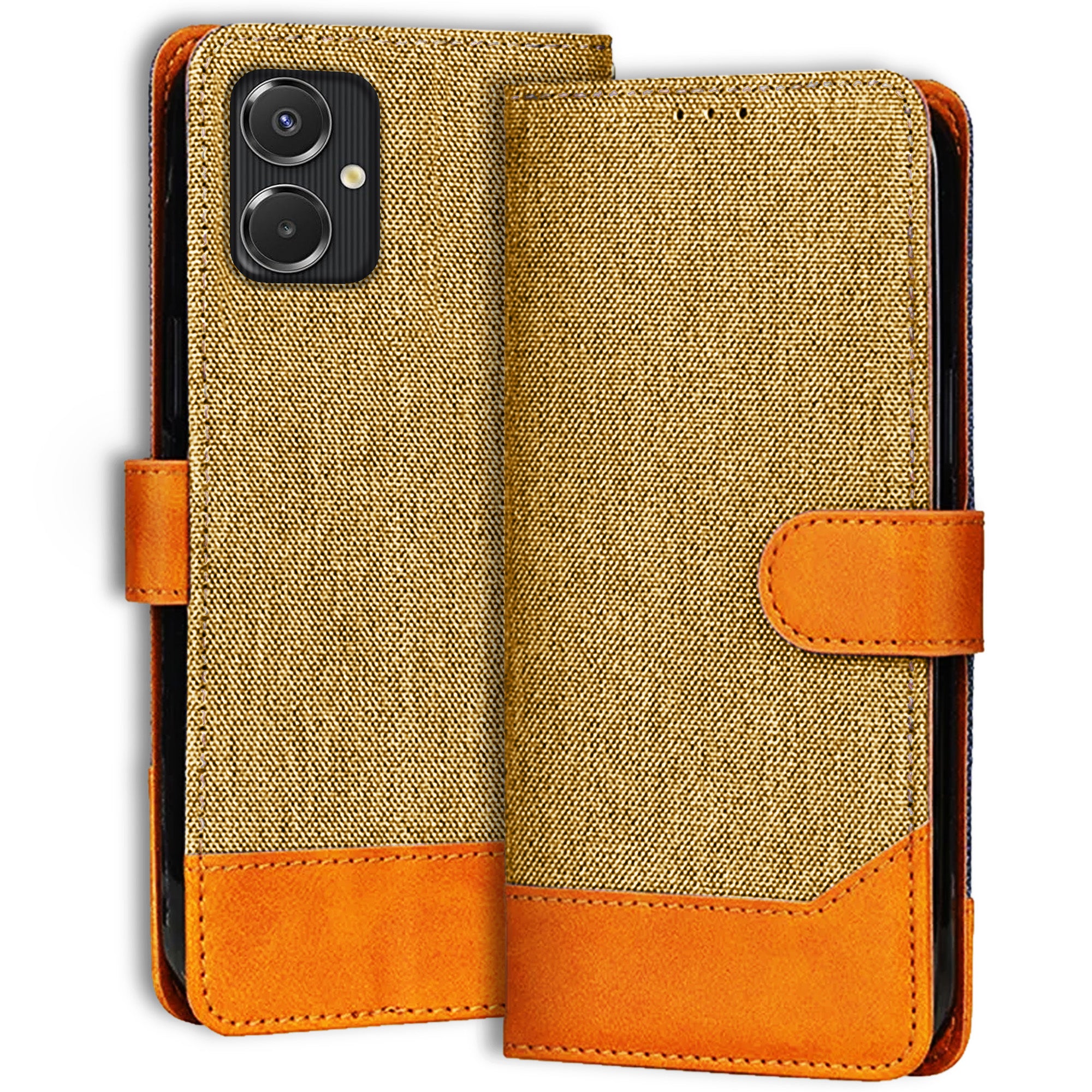 Accesorios Samsung A06 denim flip cover – Light Brown – Image 1 #color_light brown